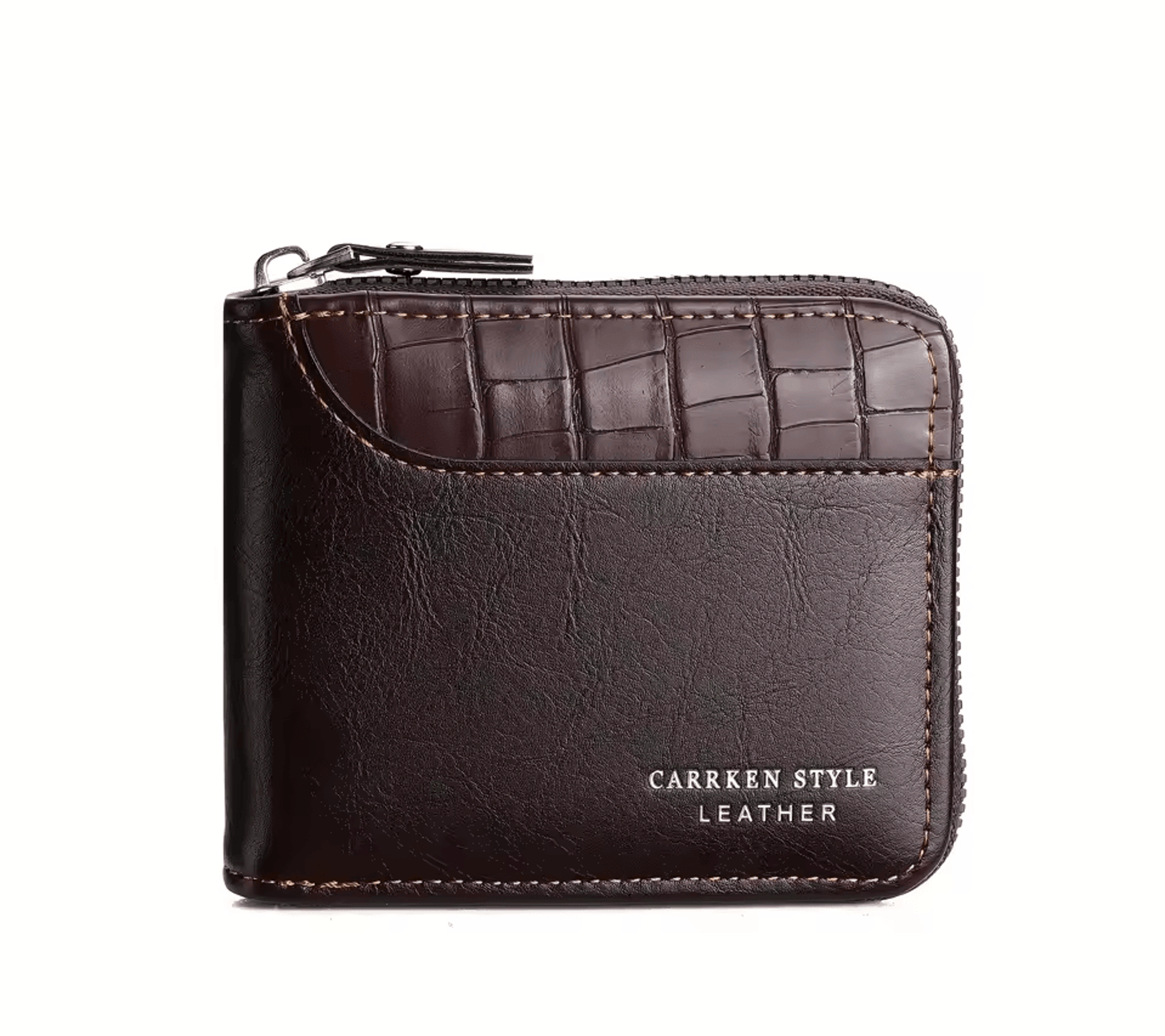 crocodile pattern trifold wallet for men with zipper card holder