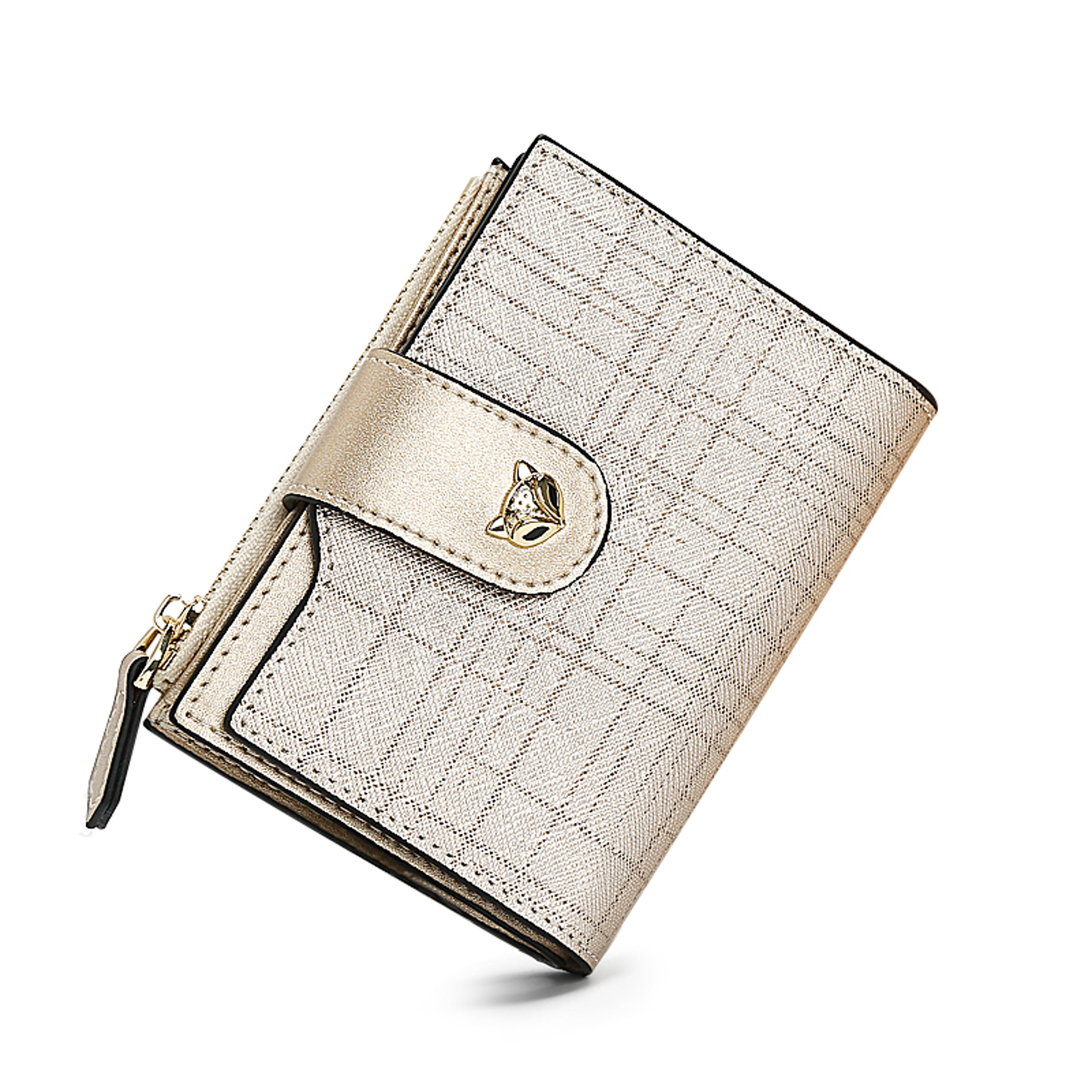 cowhide women leather wallet mini folding card holder purse