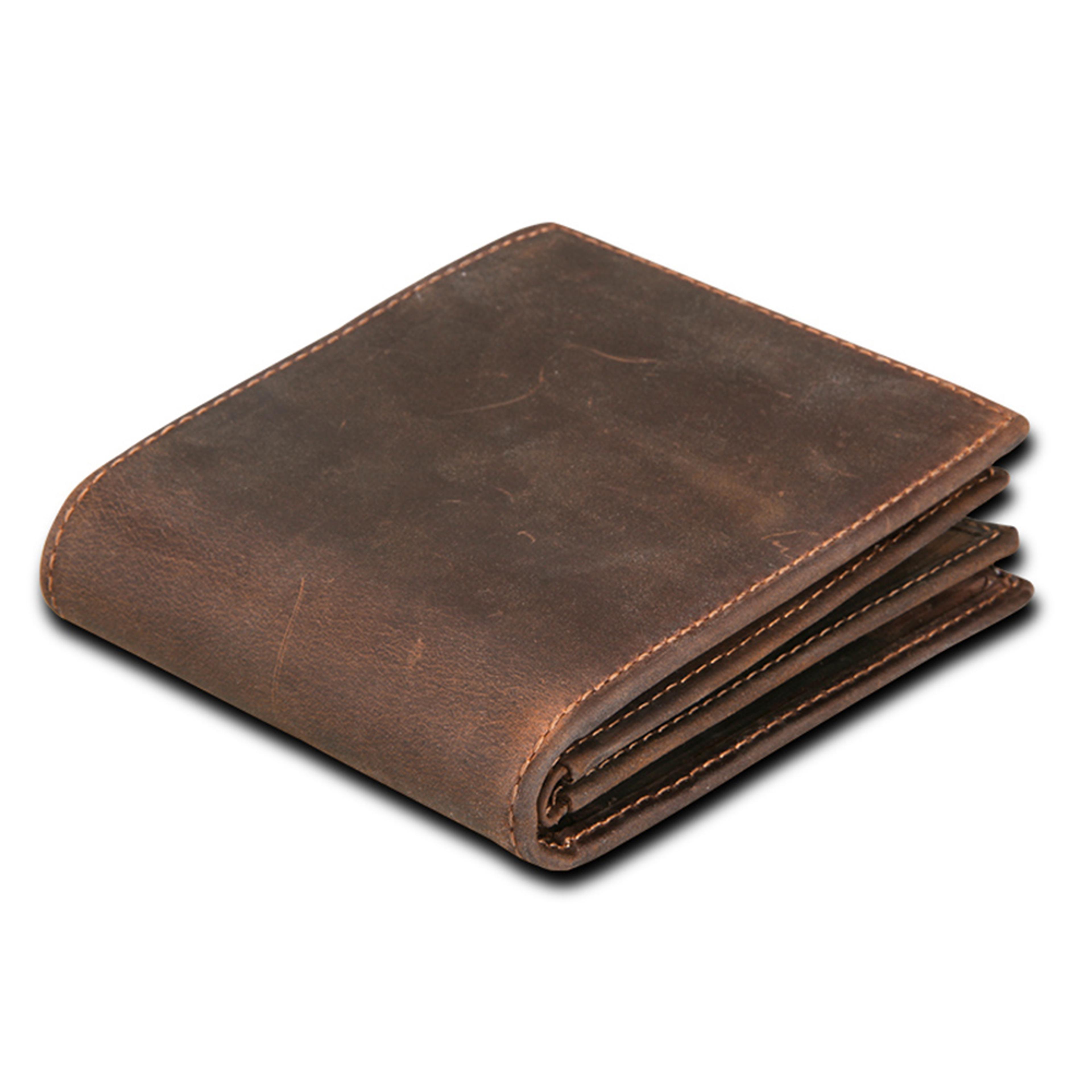 rfid blocking genuine leather men bifold wallet with coin pocket