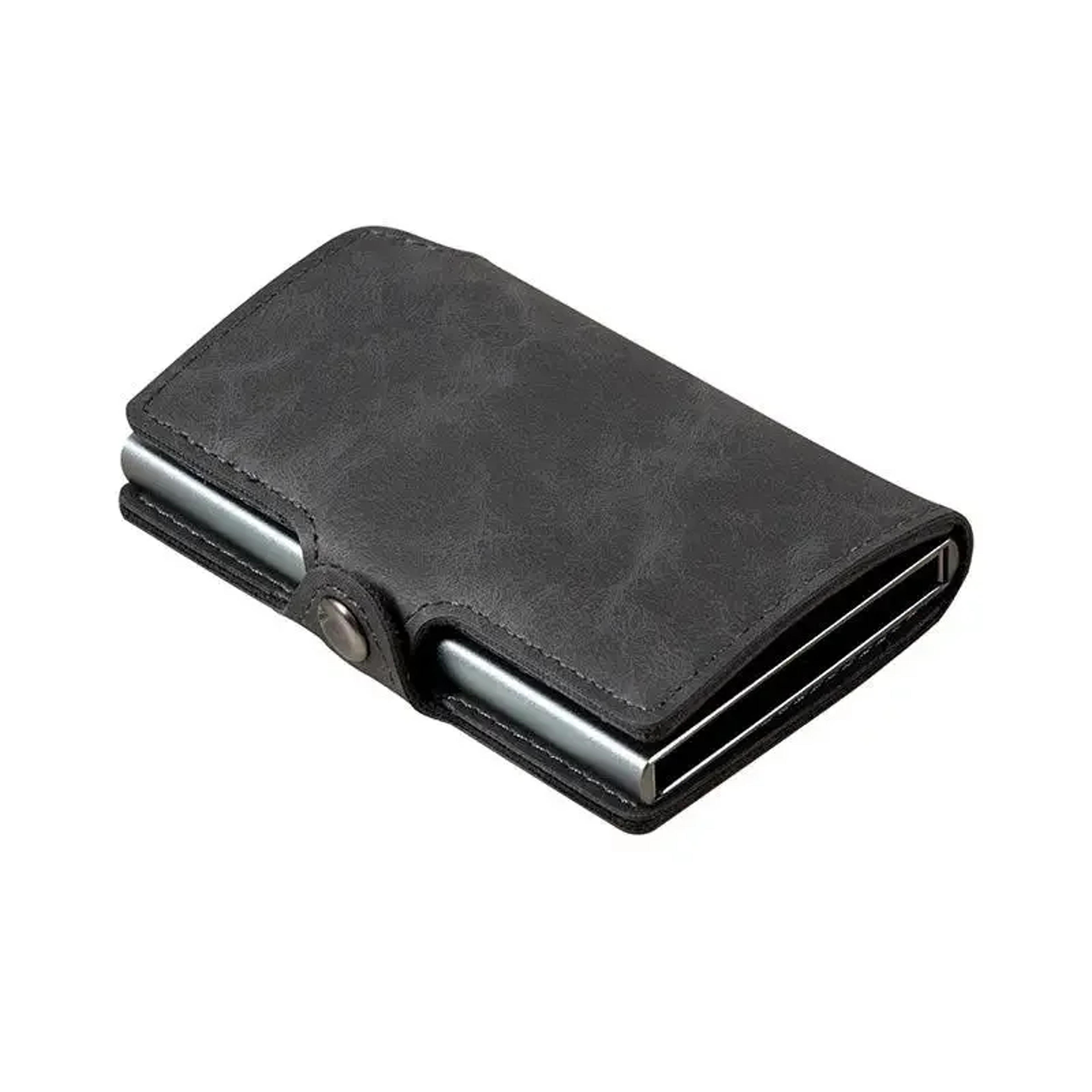 blocking pop up wallet for men split leather minimalist card holder