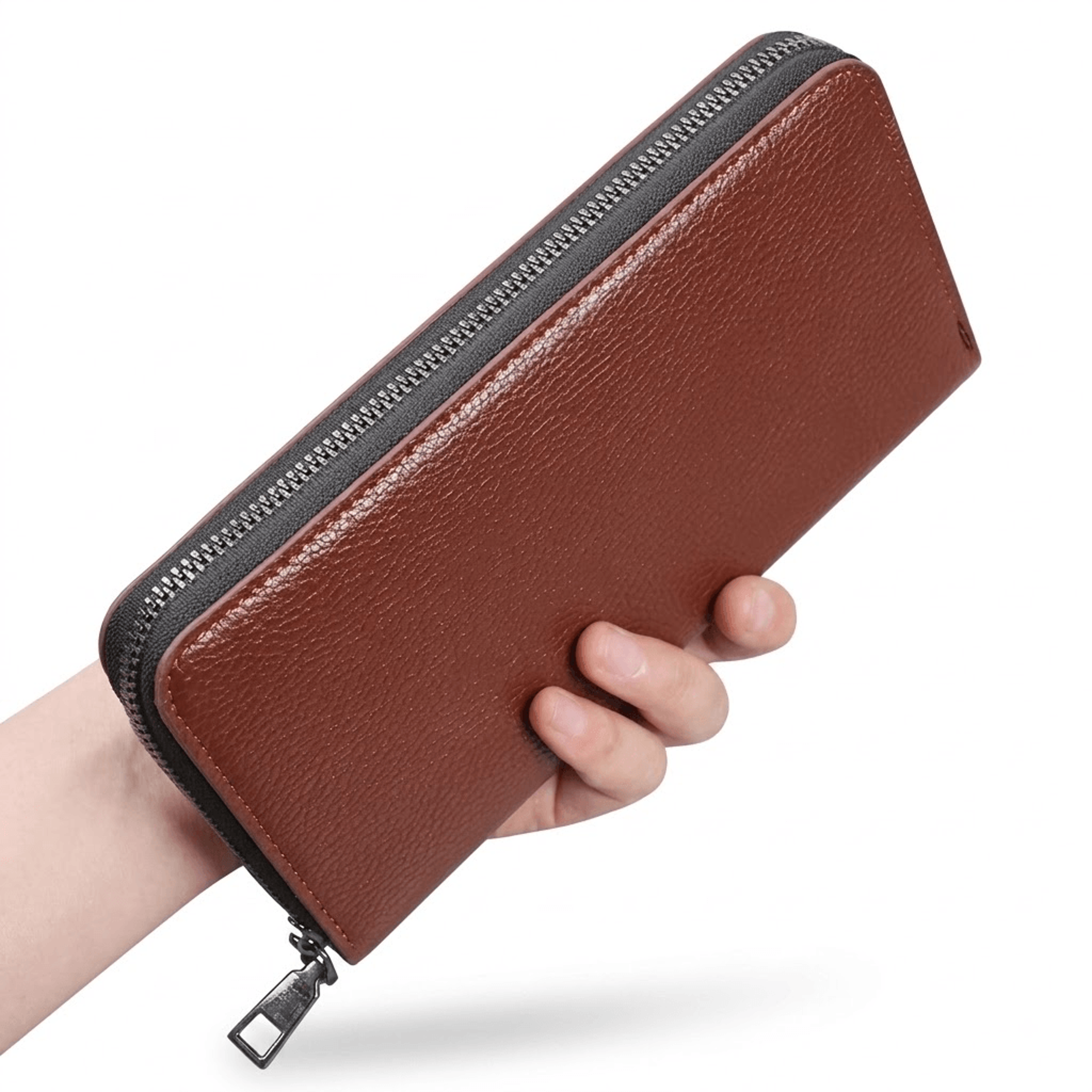 men zipper wallet long clutch phone bag for cards cash and business travel