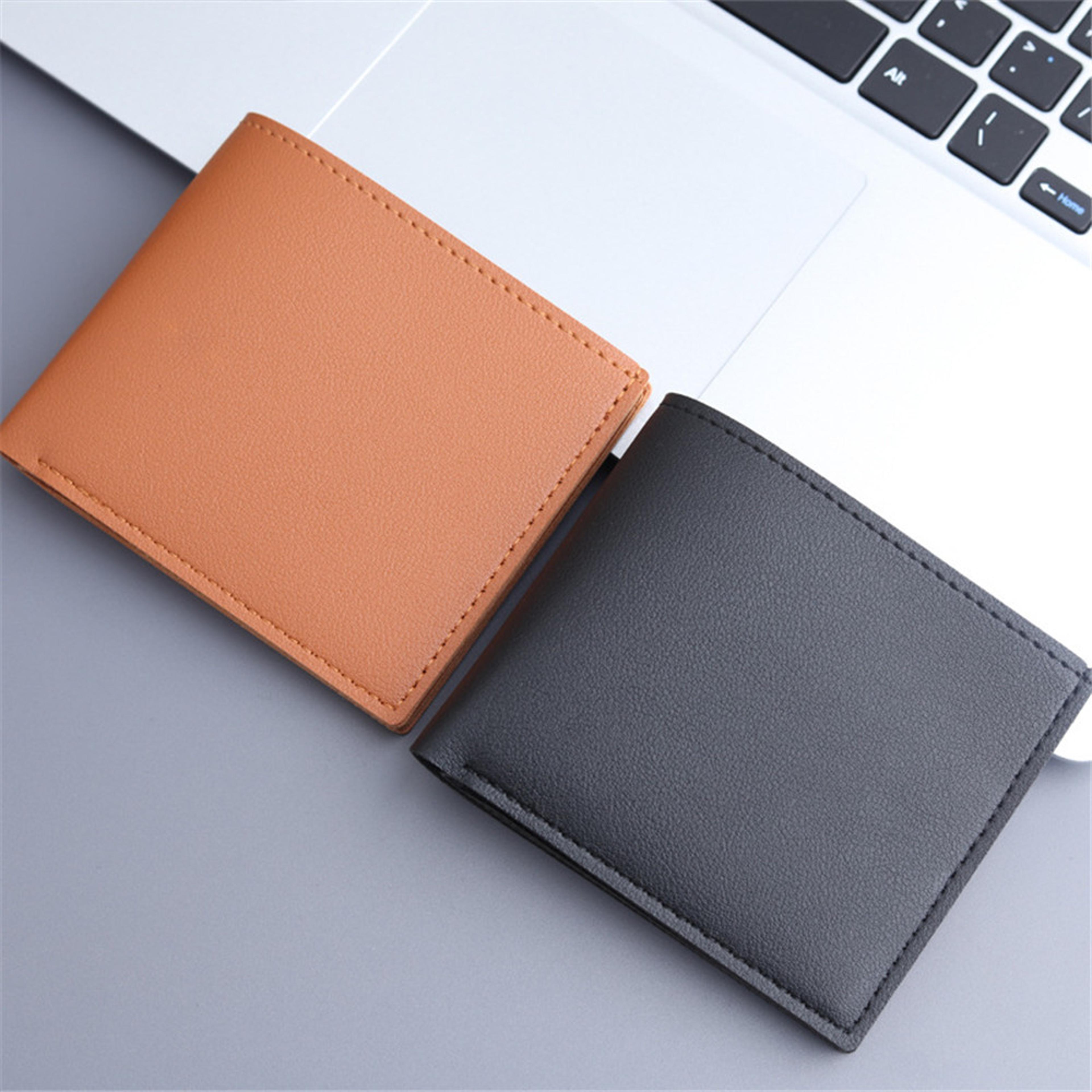 men slim leather wallet short vintage credit card holder