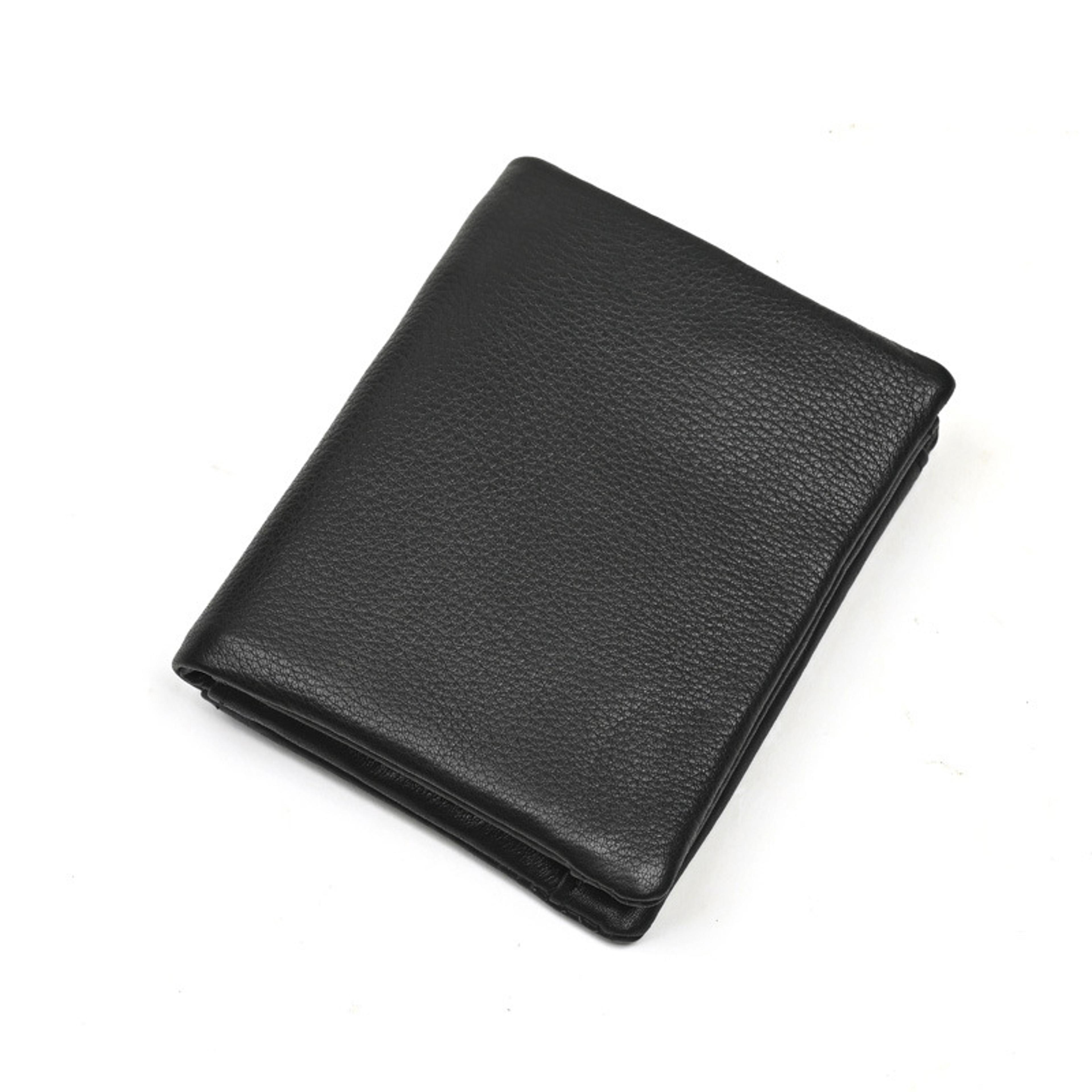 retro genuine leather vertical wallet with coin pocket and multi card slots
