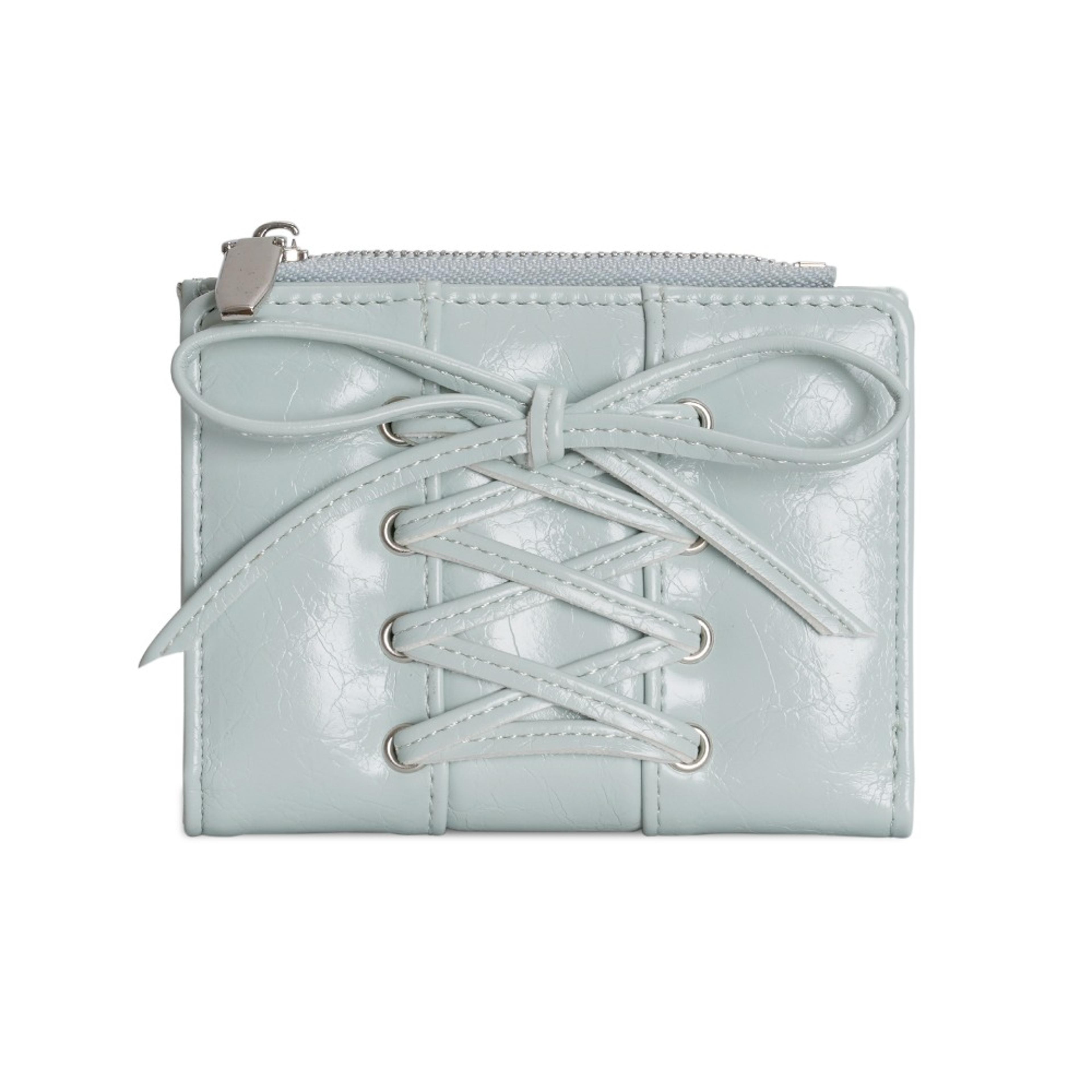 korean bow wallet for women ultra thin multi slot card holder with zipper coin pouch