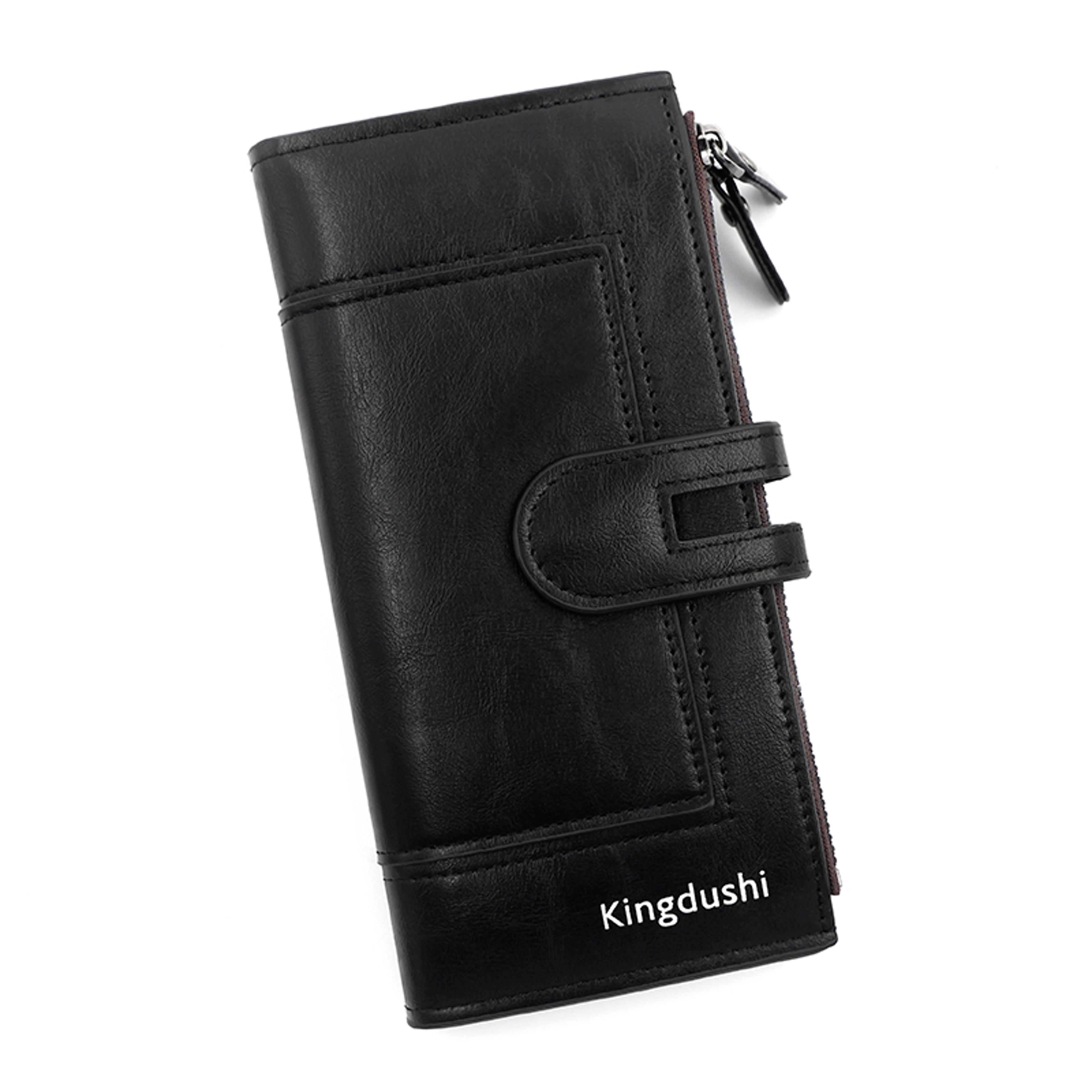 men pu leather bifold wallet with multi card slots