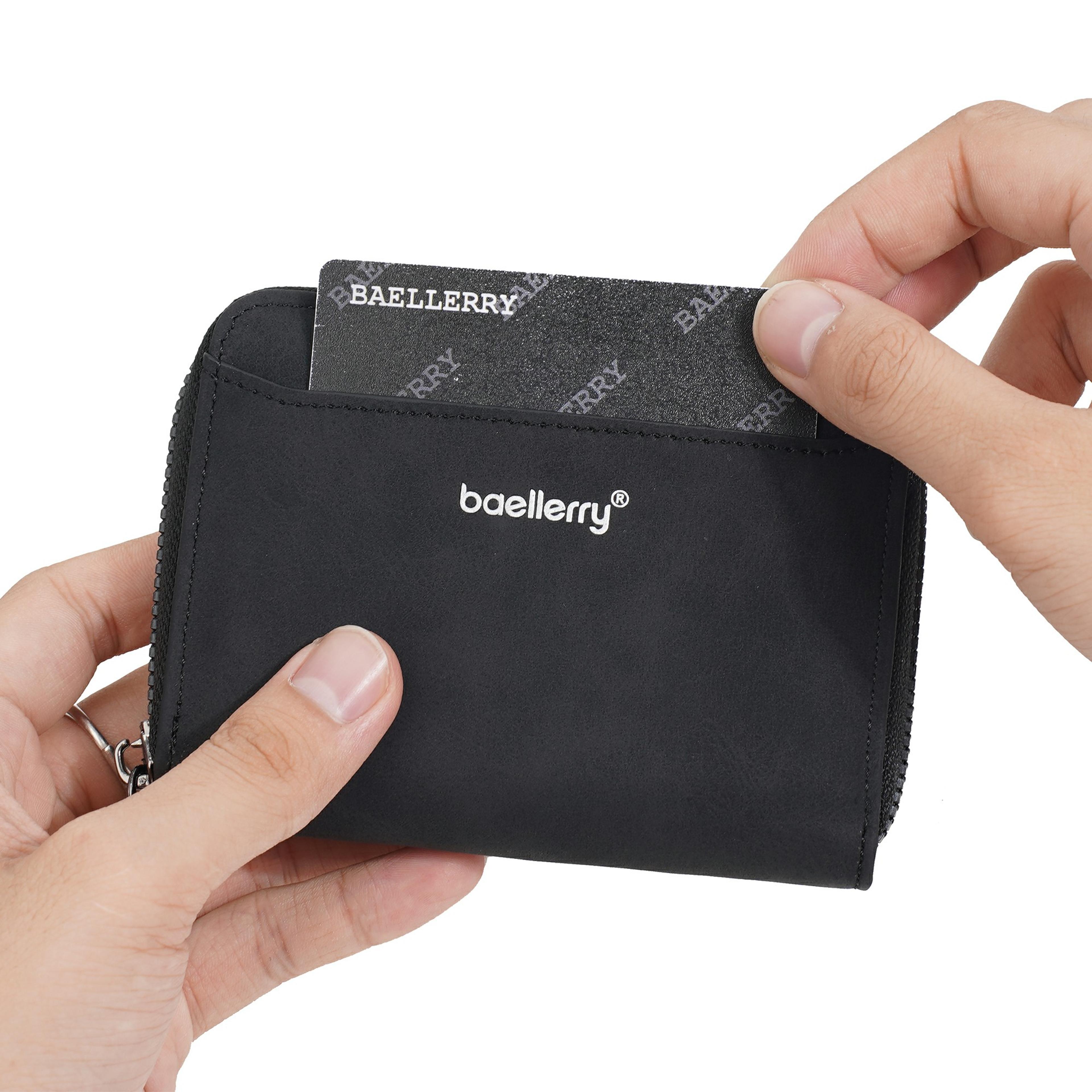 zipper wallet pu leather short wallet with coin pocket and id window