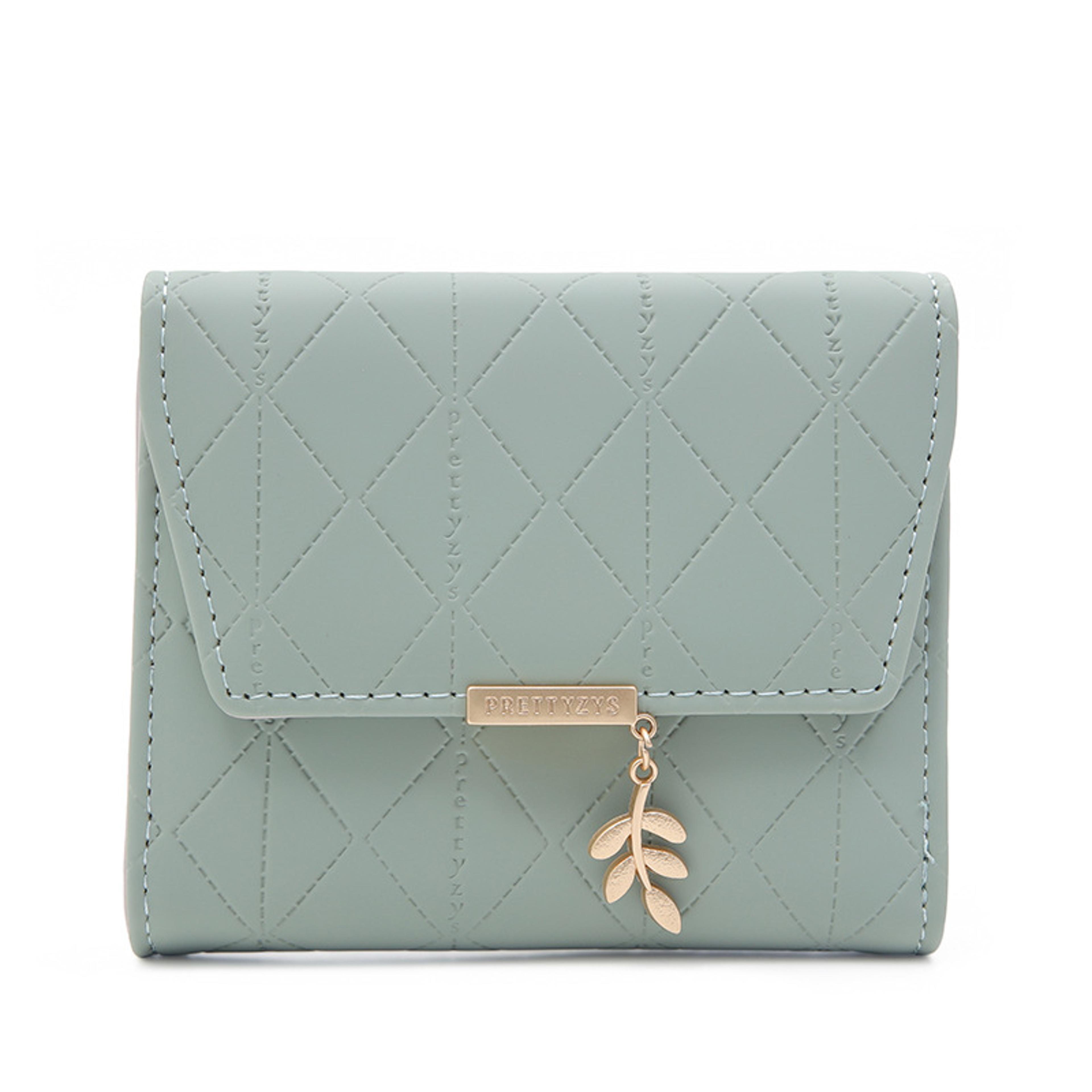 leaf pendant women short wallet with multi card folding coin purse