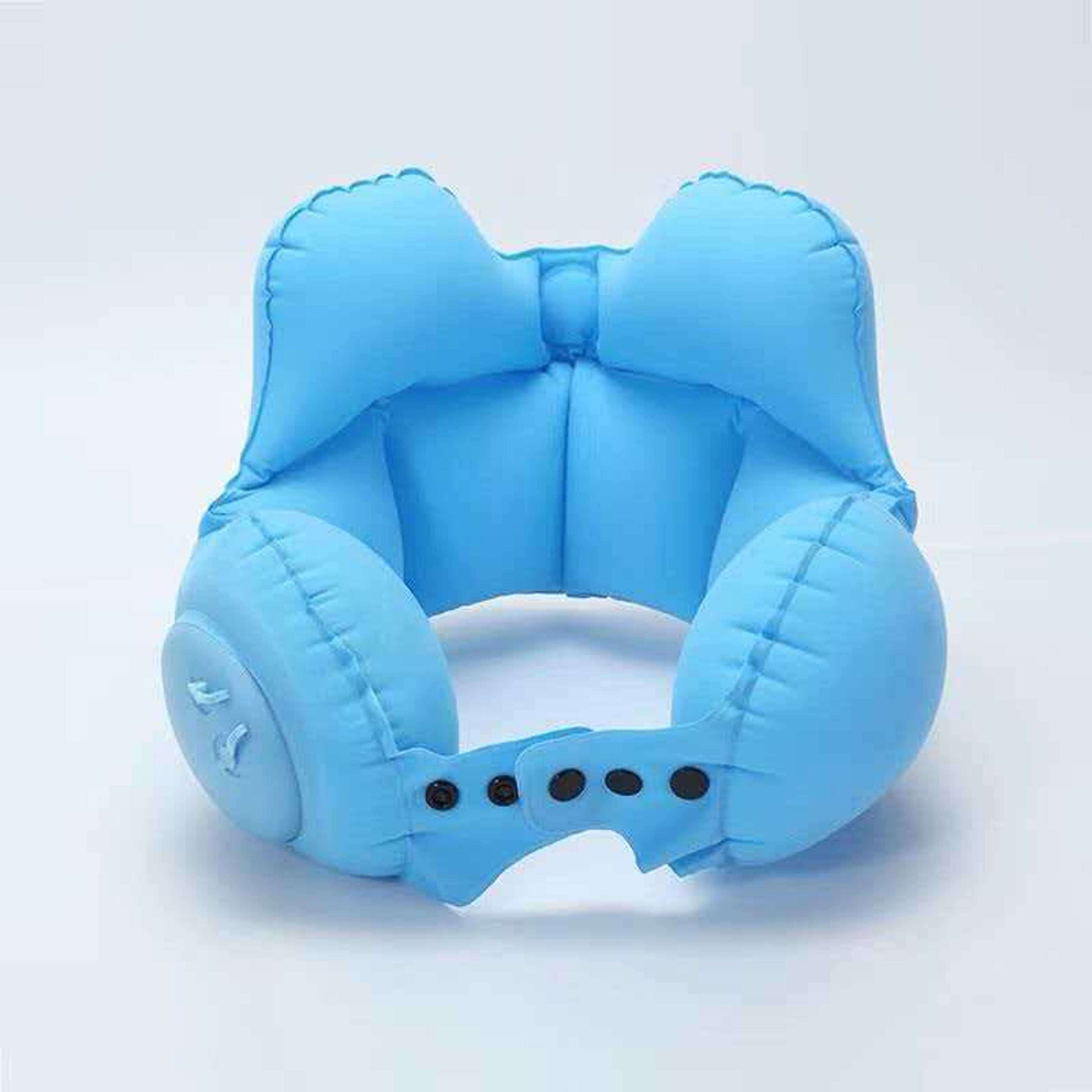 crown inflatable travel pillow soft velvet travel neck pillow for airplane car and train