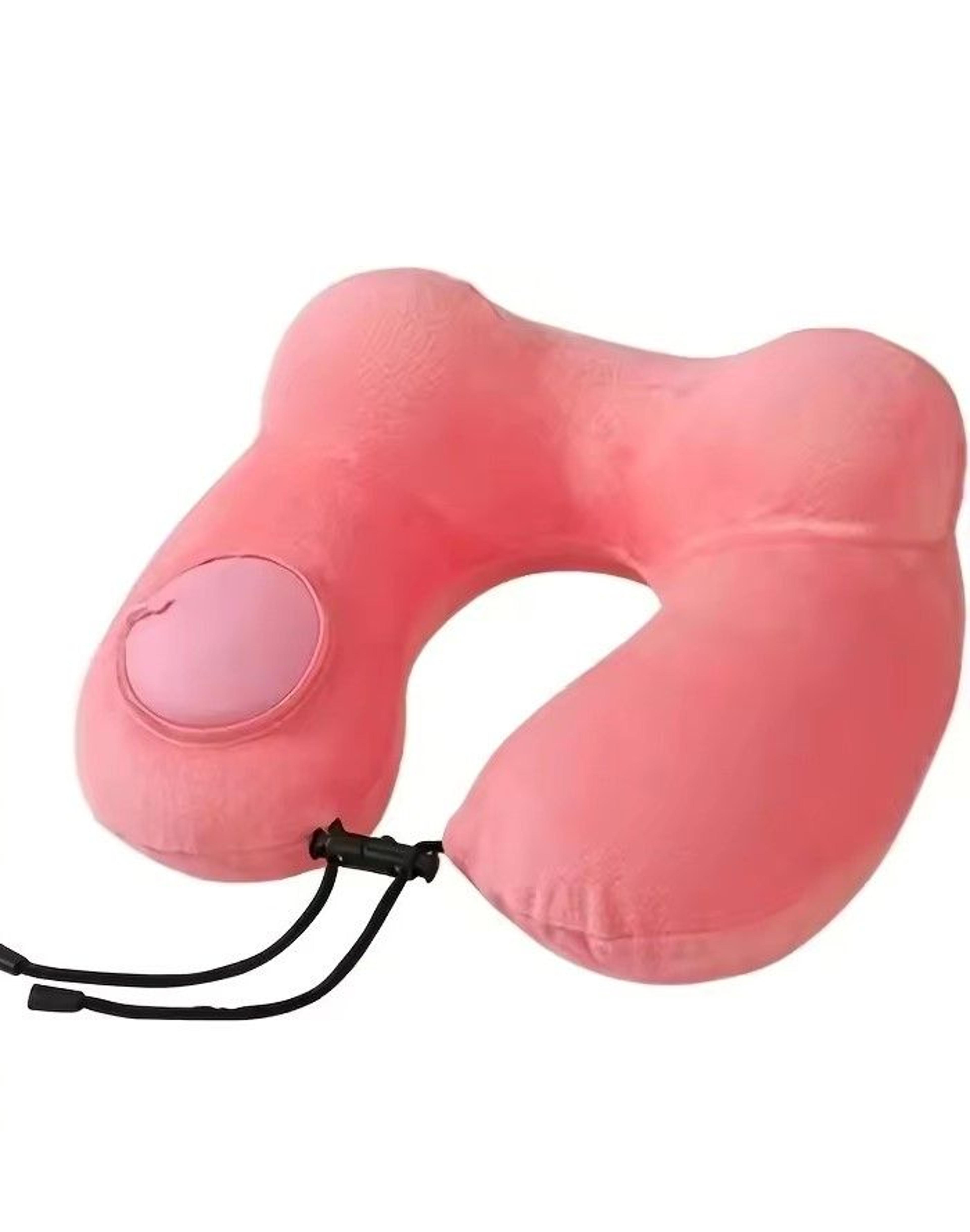 one press inflatable travel pillow foldable u shaped neck support for flights