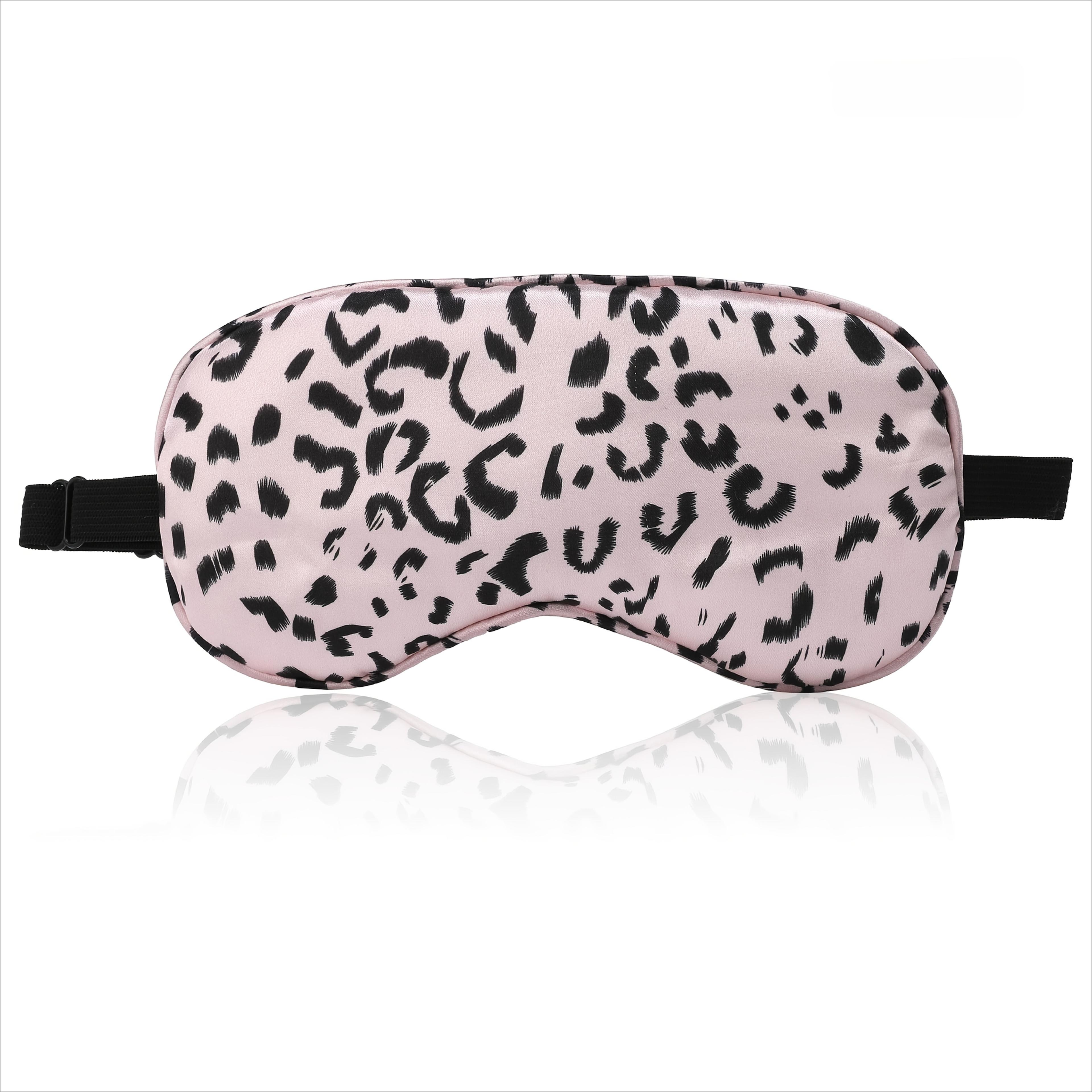 blackout sleep mask with adjustable strap, cute leopard print eye cover