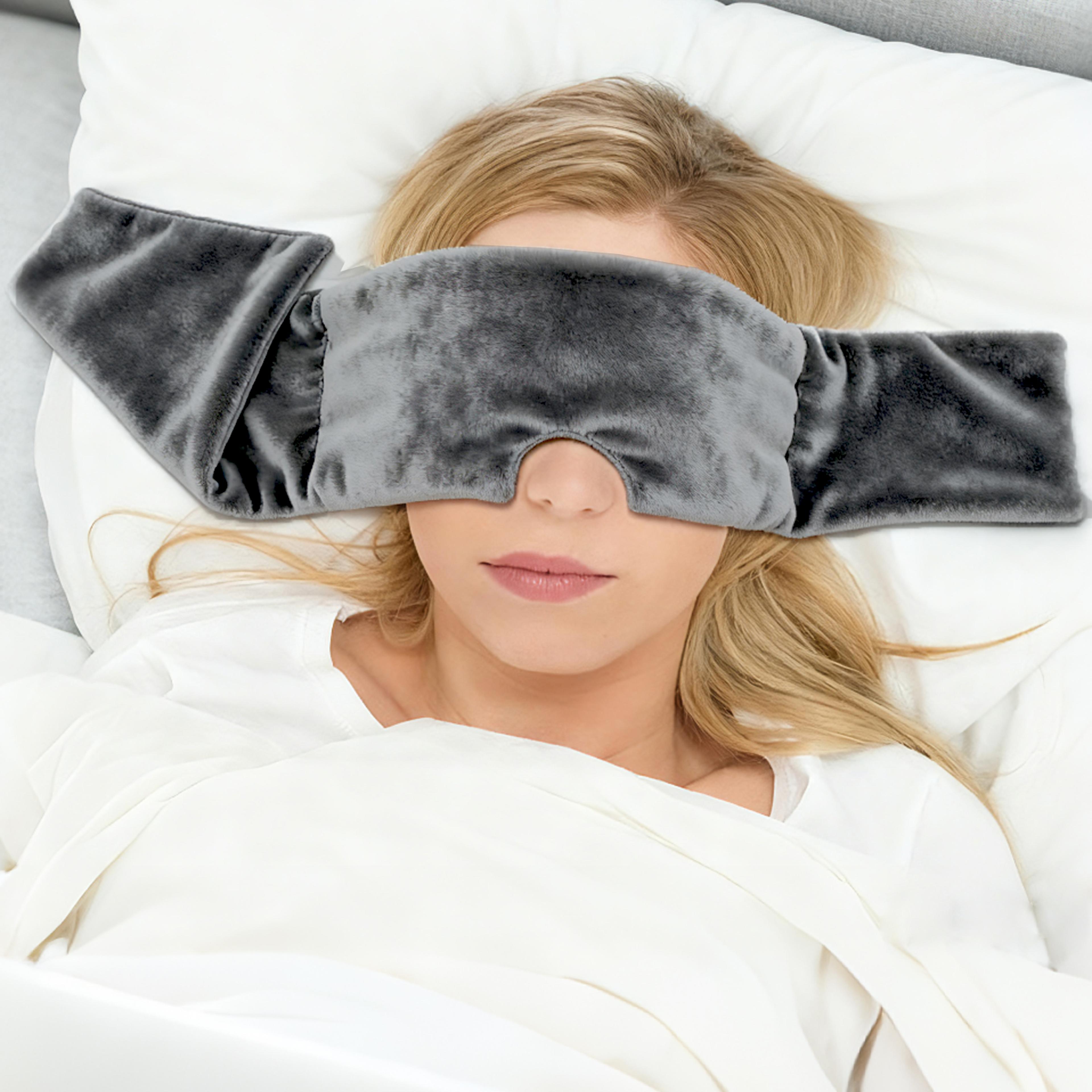 weighted eye mask for sleeping, soft blackout sleep mask with adjustable strap