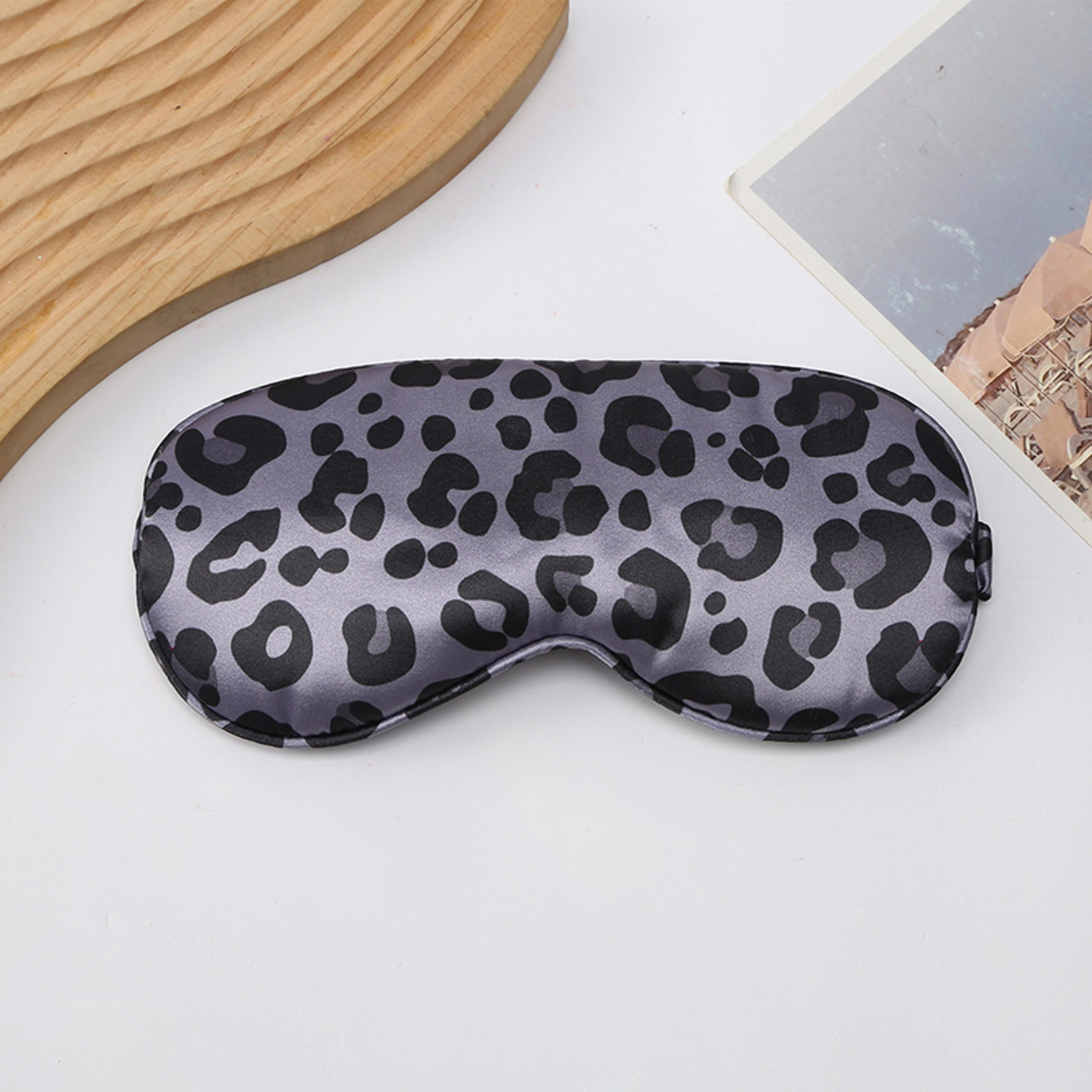 leopard print silk-like sleep mask for light blocking travel and naps