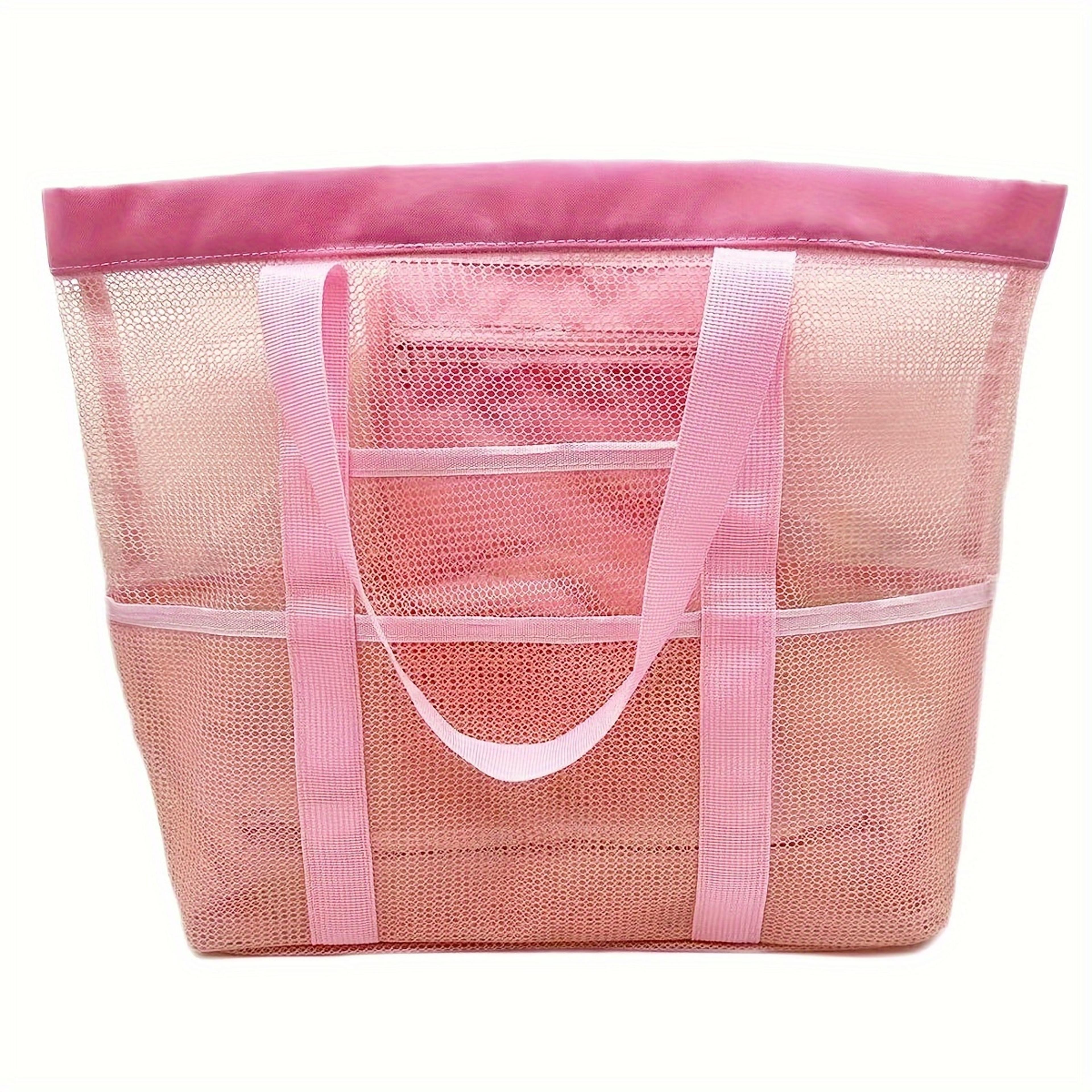 large mesh beach bag and travel toiletry bag with multi pocket storage