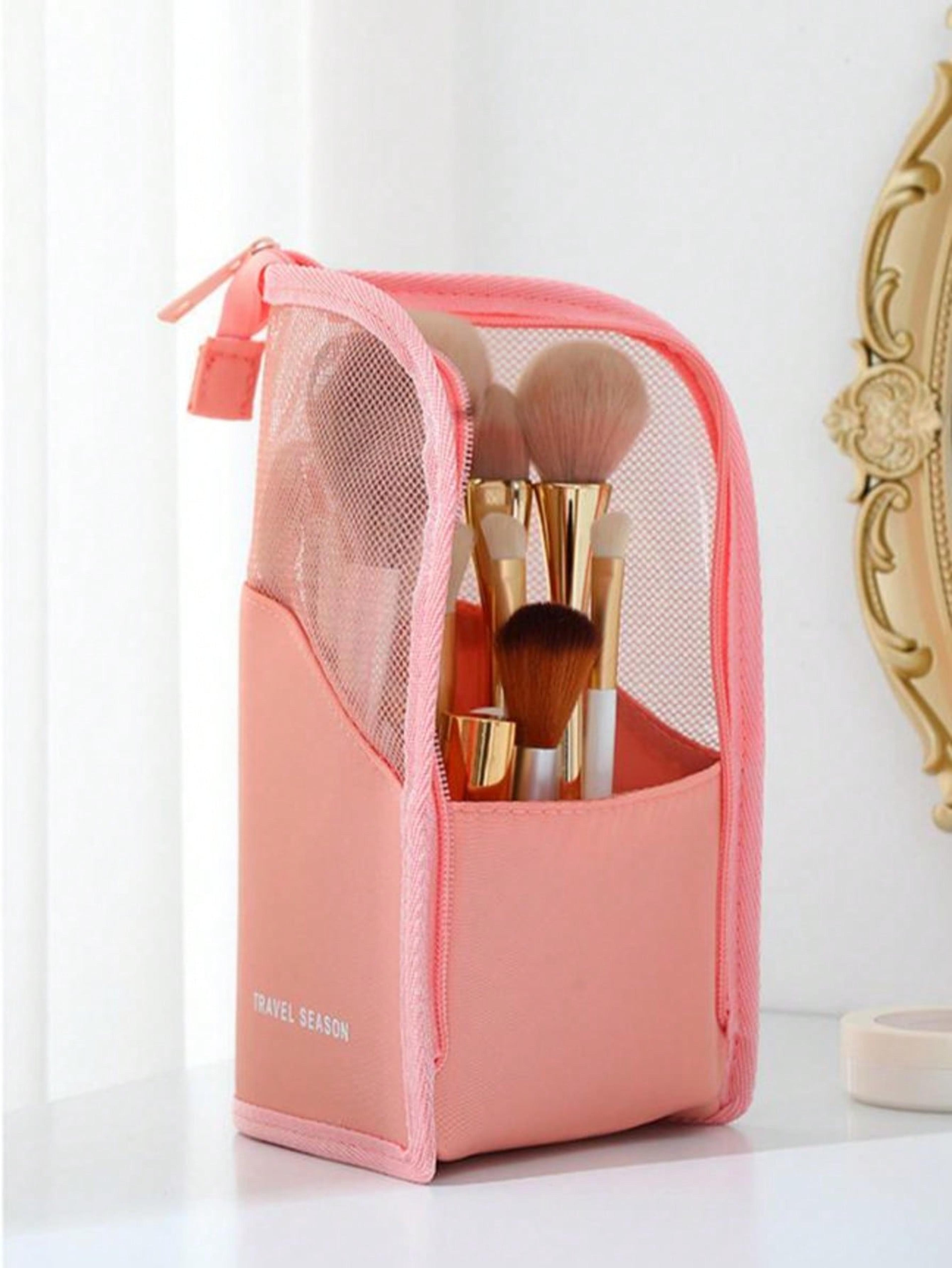 pink makeup brush holder bag waterproof pvc travel pouch