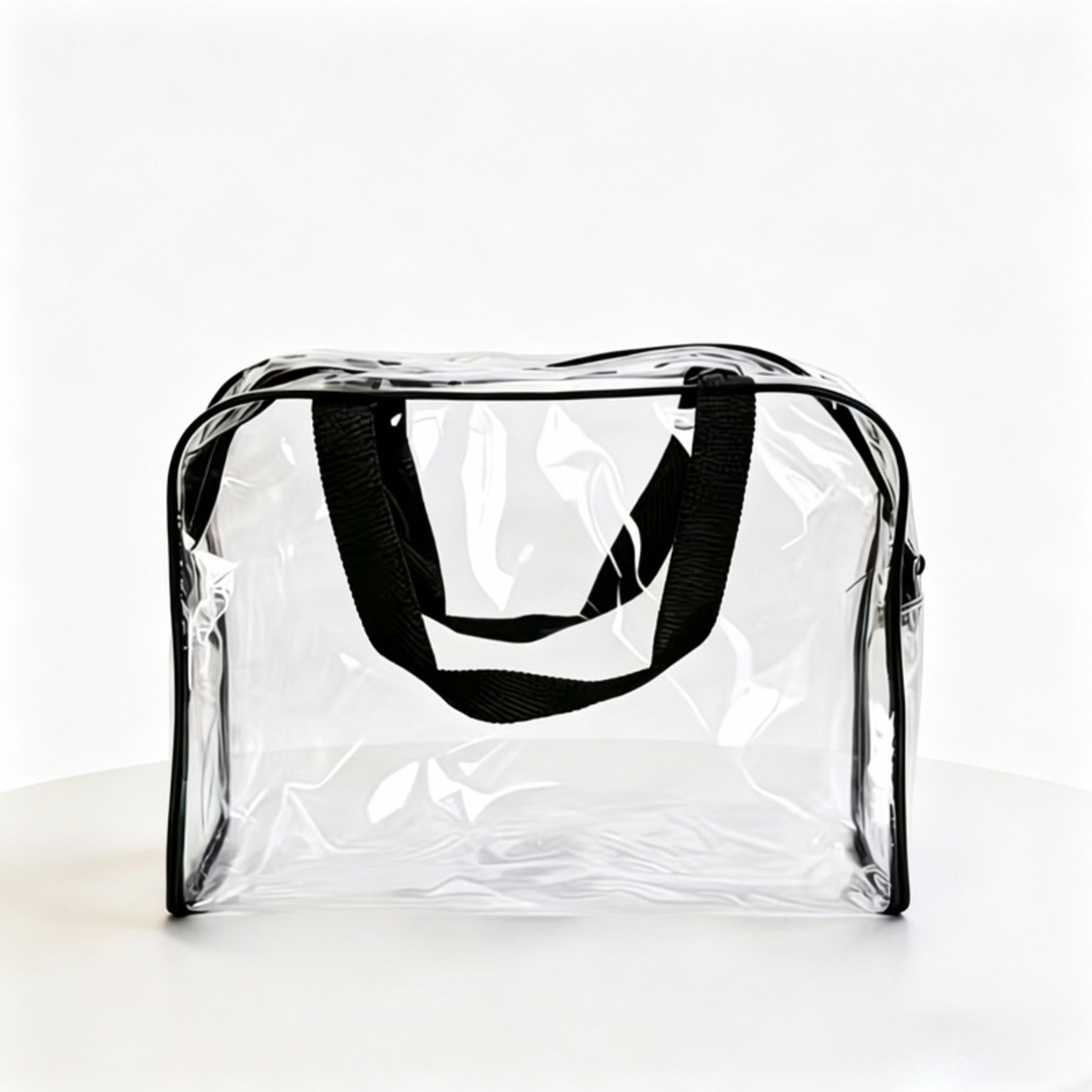 clear handle transparent storage pouch plastic zipper bag for desk, travel & office supplies