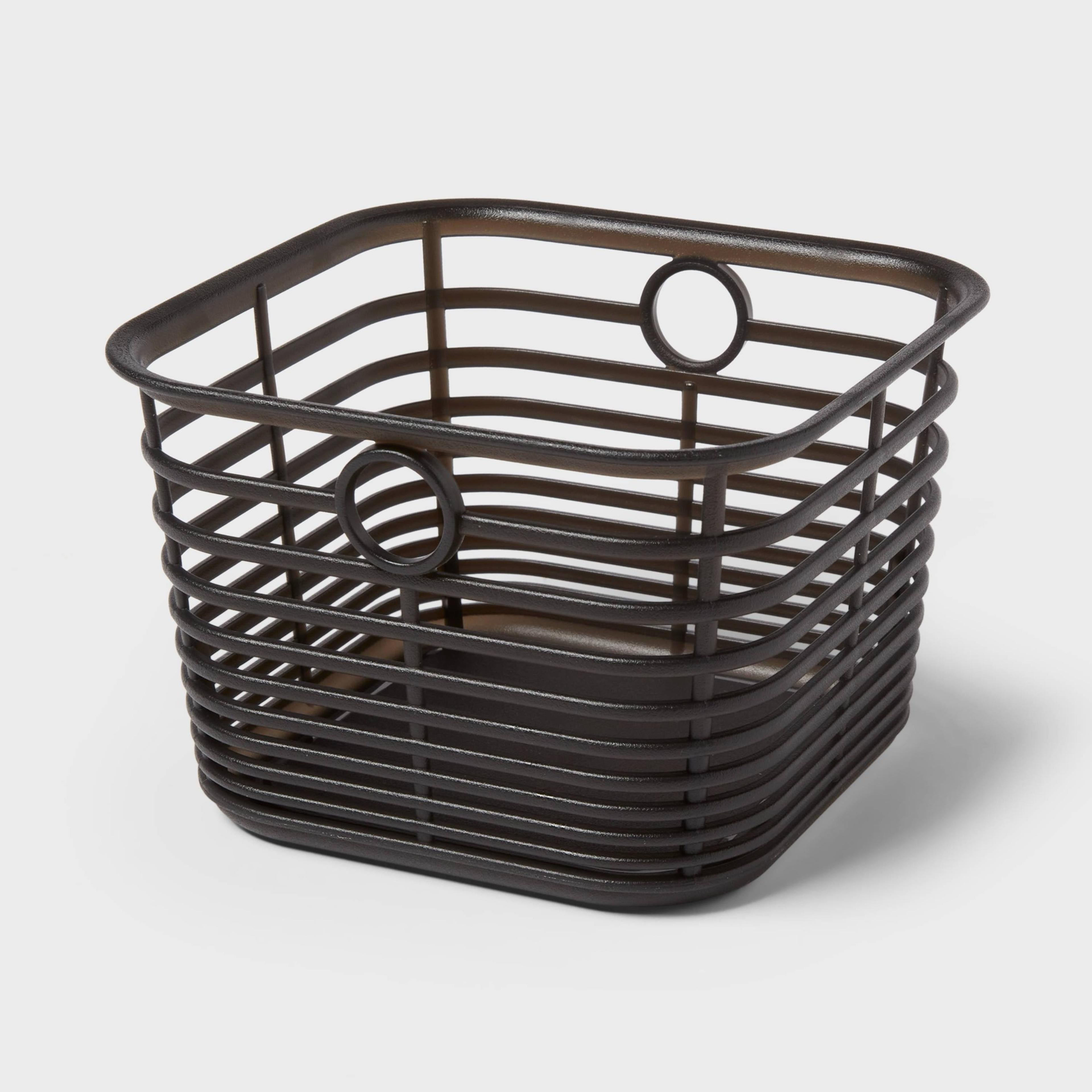 jelly xs black small storage basket with handles for desktop and home organization