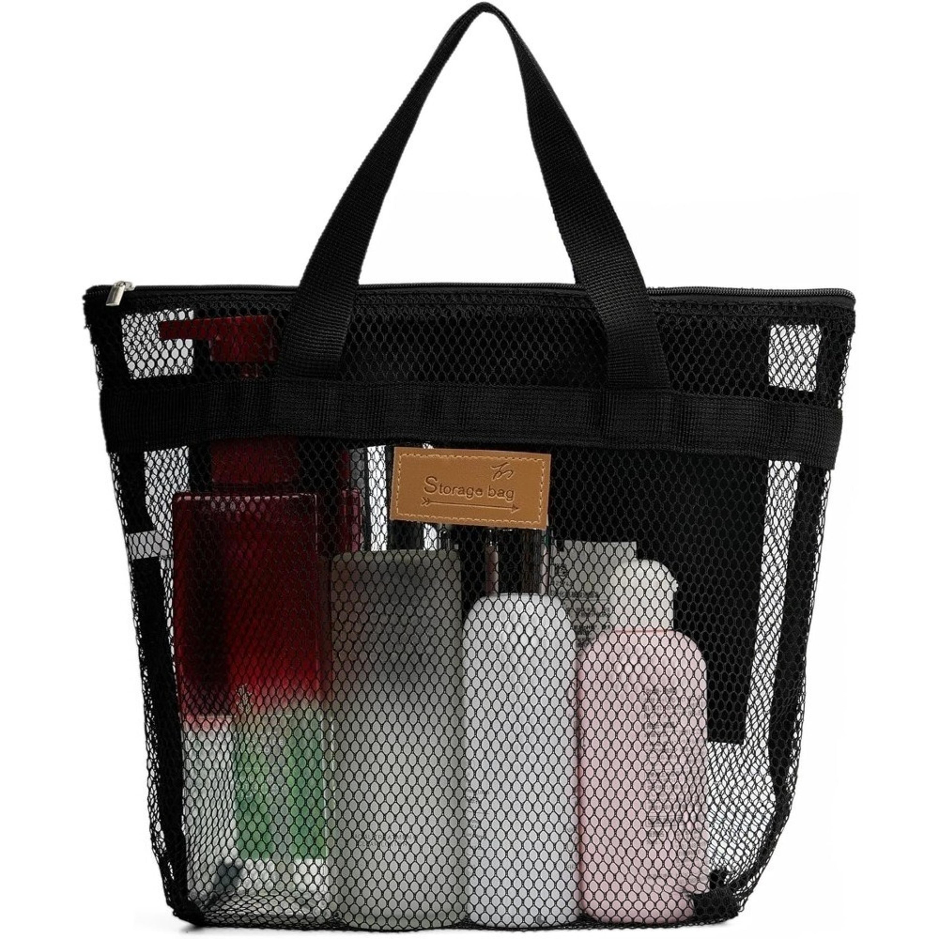 portable mesh shower caddy bag with zipper for travel gym dorm