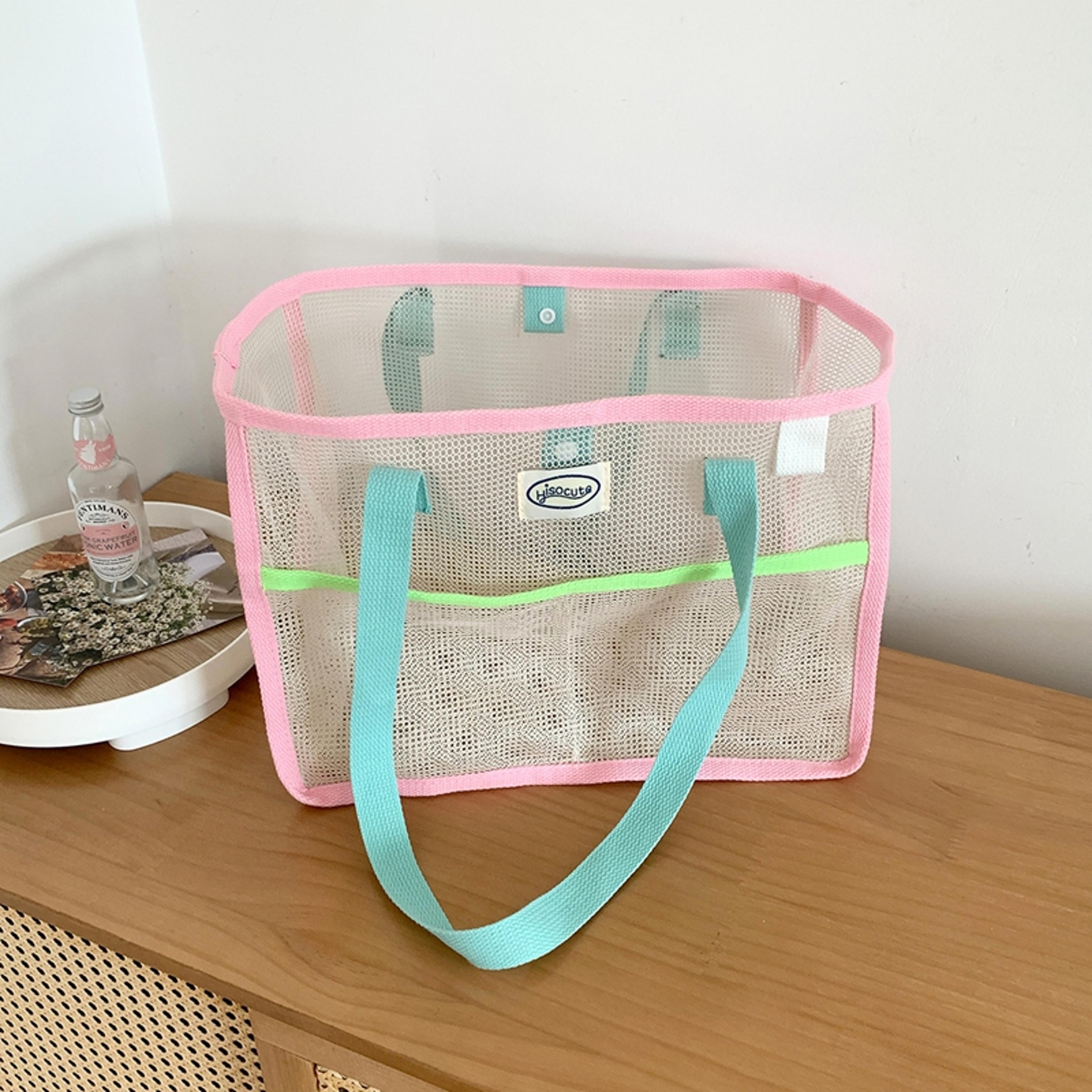 mesh beach bag large capacity transparent shower tote for pool beach and travel