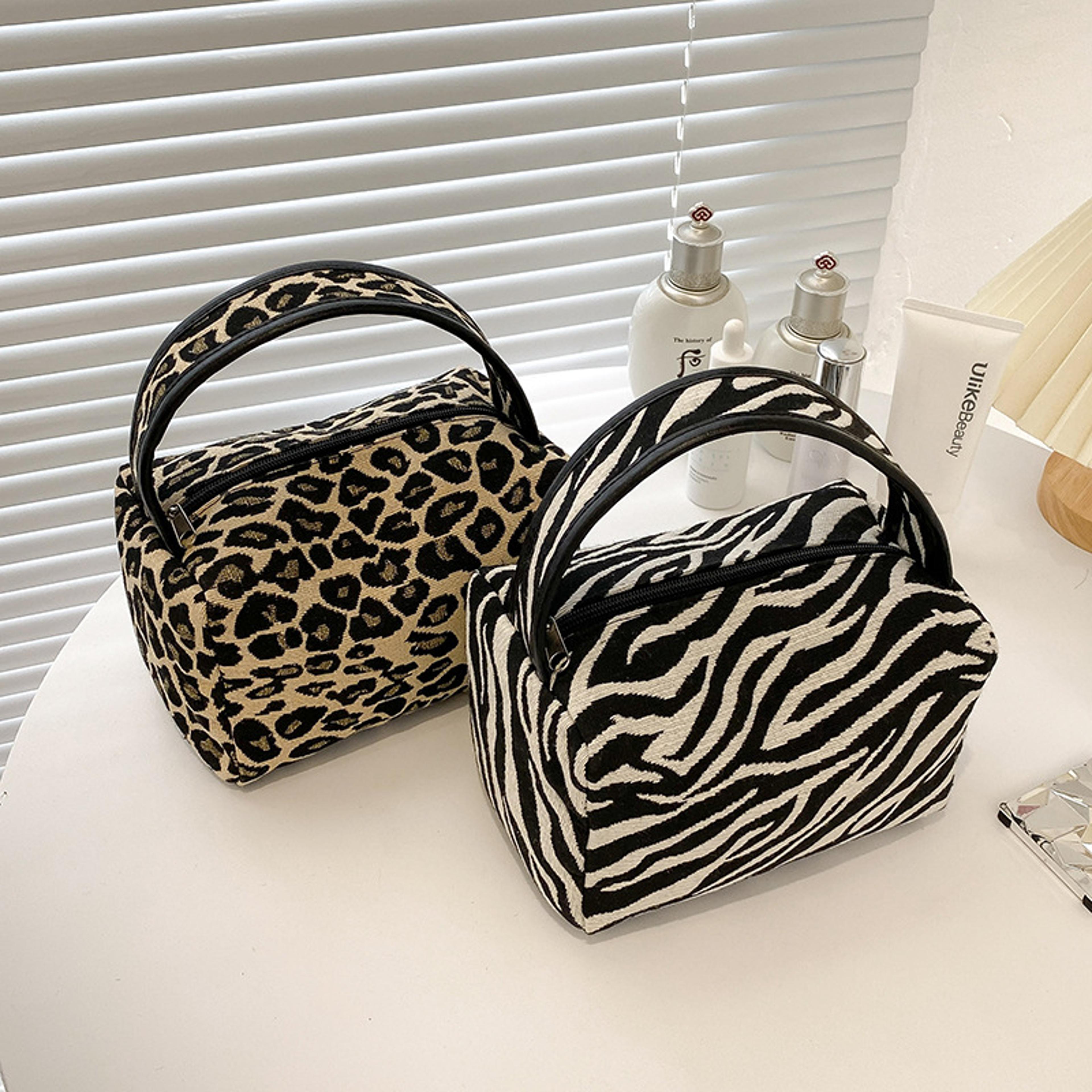 leopard print travel makeup bag large capacity waterproof cosmetic organizer