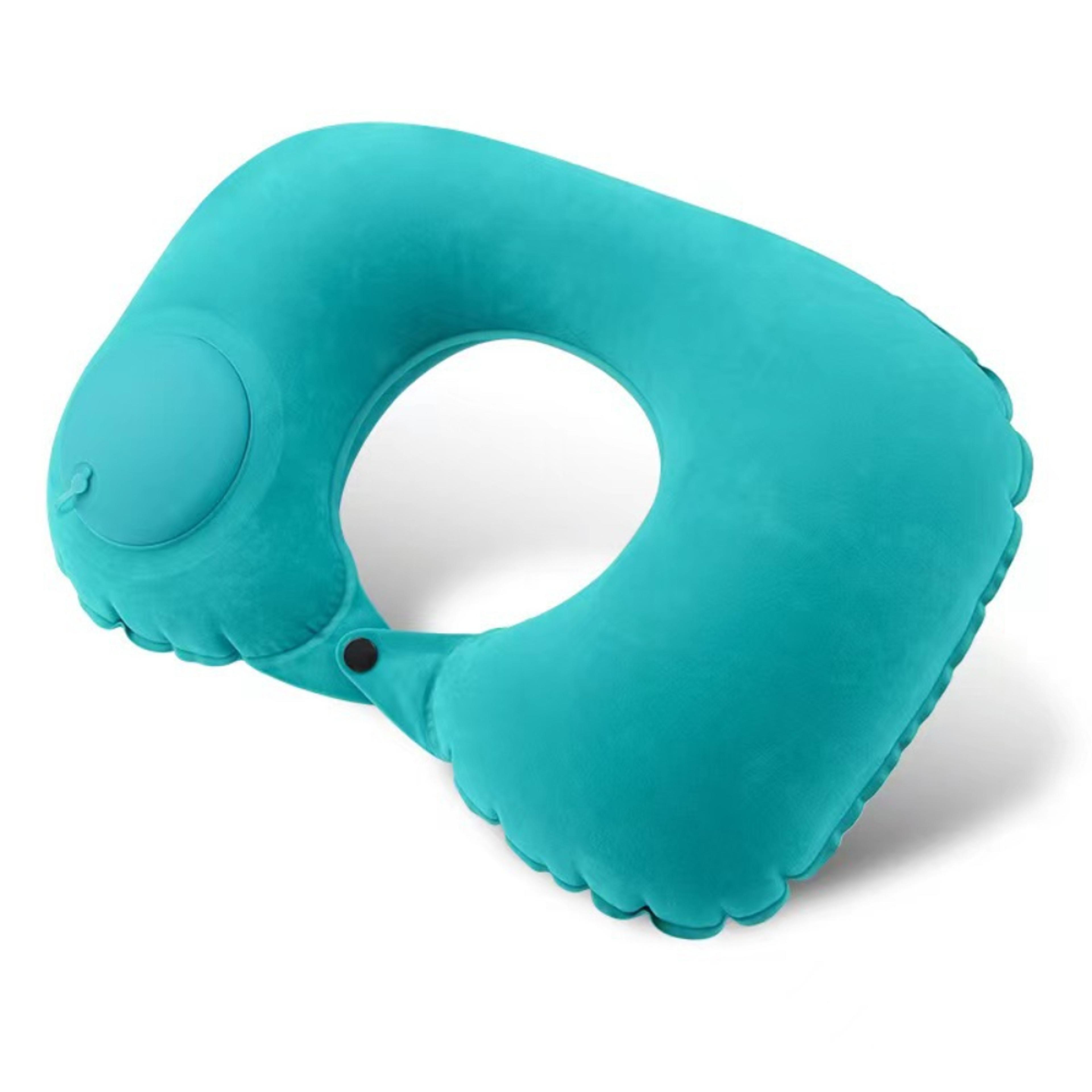 portable inflatable travel neck pillow for flights cars and trains