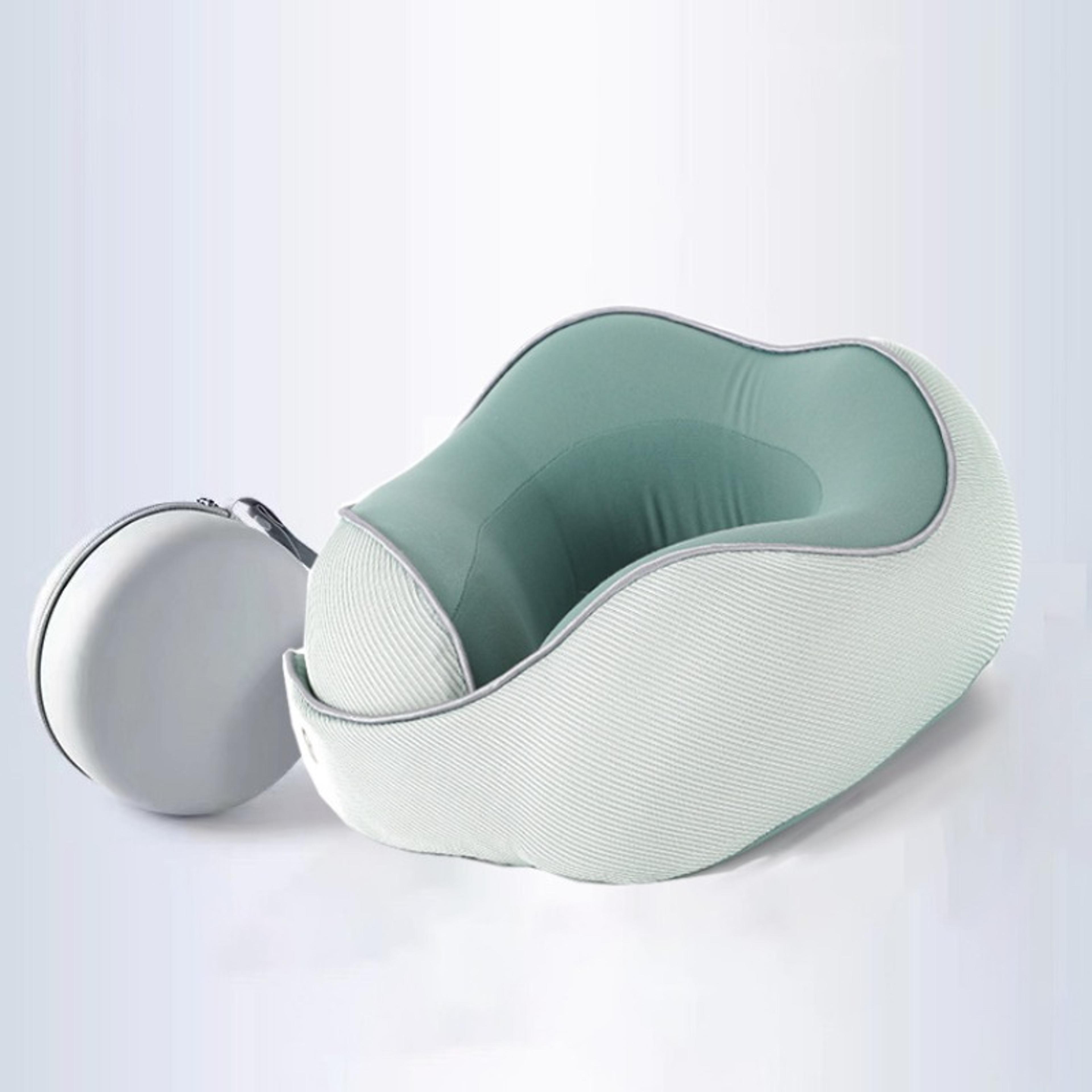 memory foam neck pillow with magnetic buckle for travel, office & daily neck support