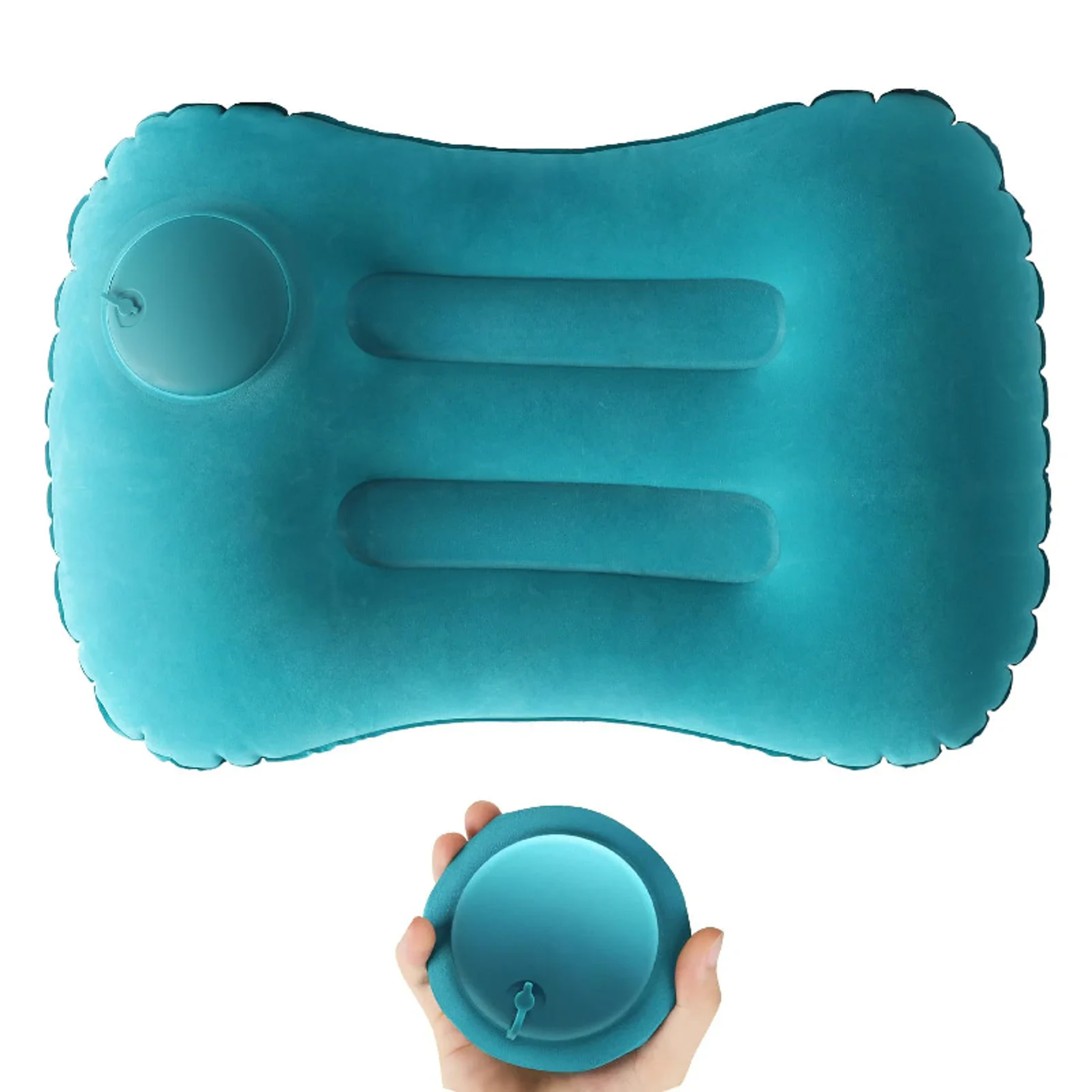 portable inflatable camping pillow for travel neck and lumbar support