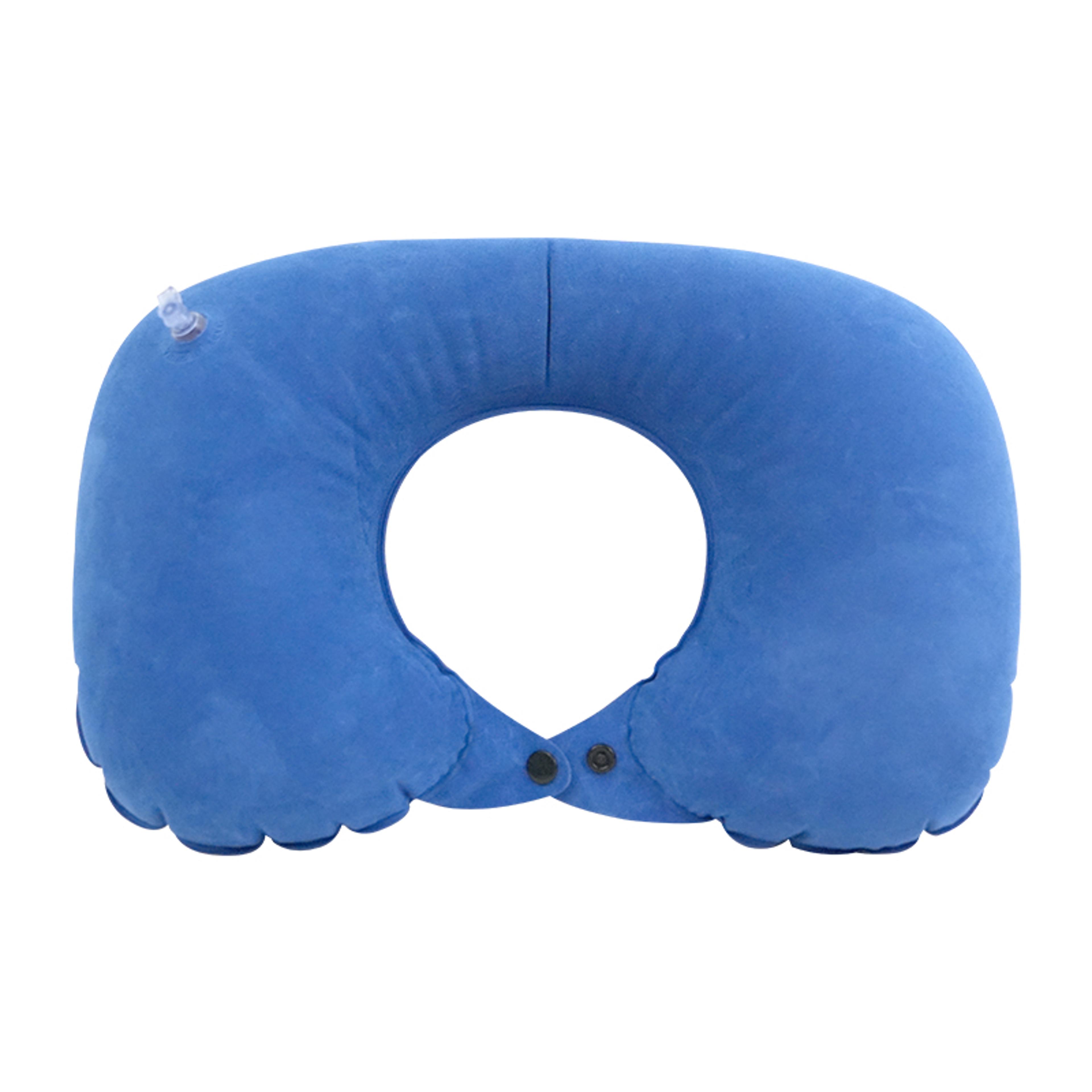 press inflate travel neck pillow for airplane, office and camping