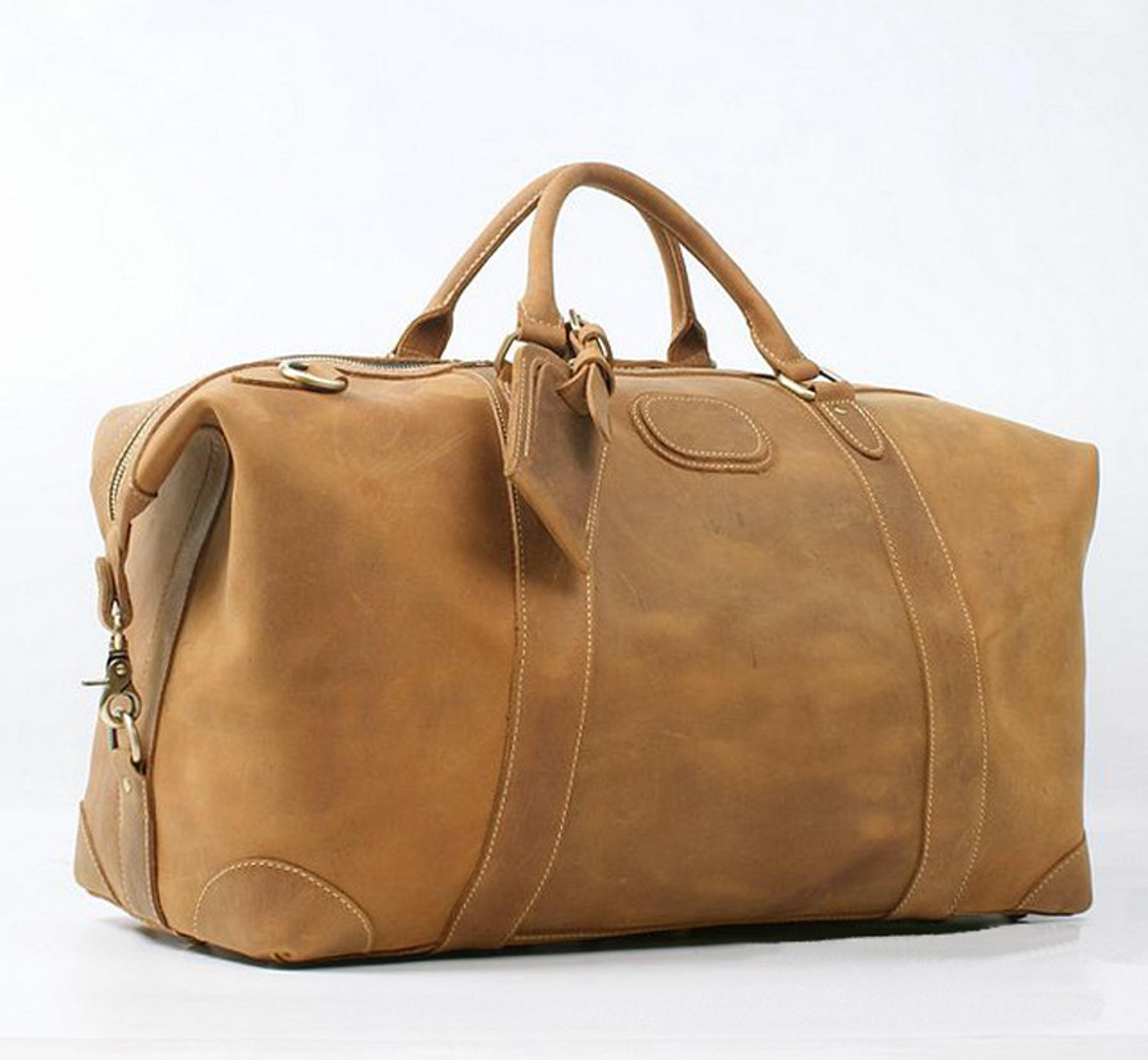 vintage crazy horse leather duffle bag for men large weekender travel bag