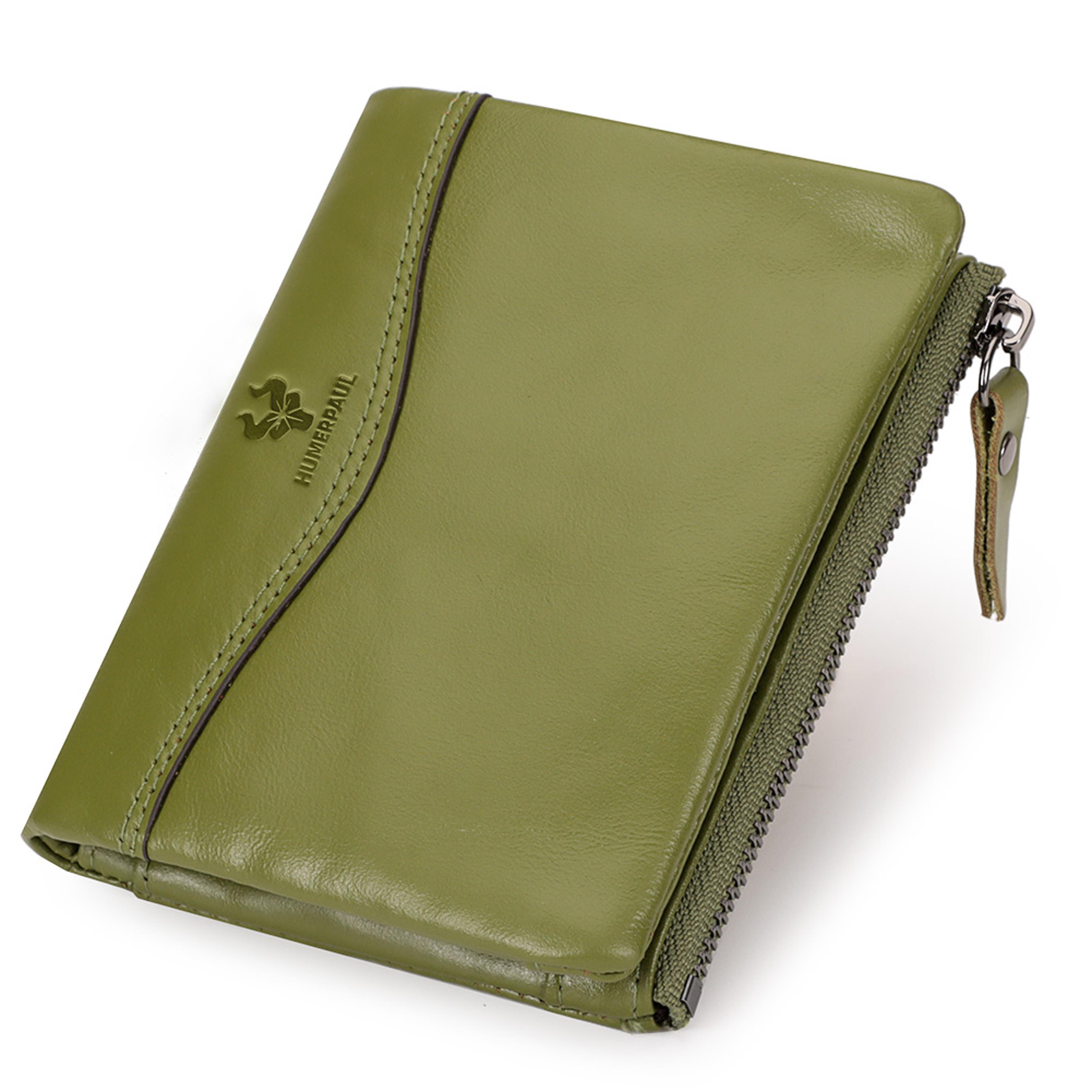 genuine leather men wallet with zipper coin pocket