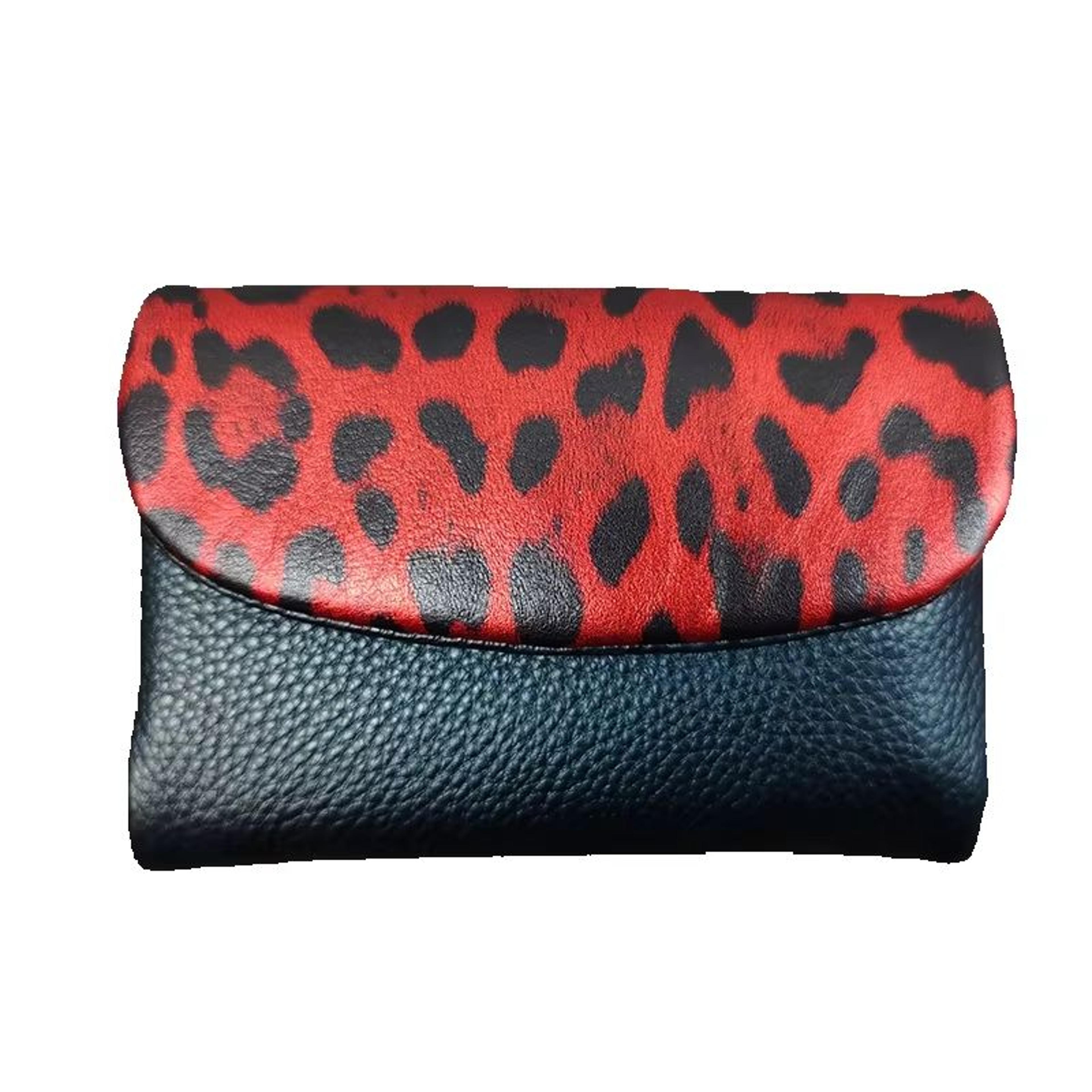 leopard print cowhide wallet for women with id card holder and money pocket