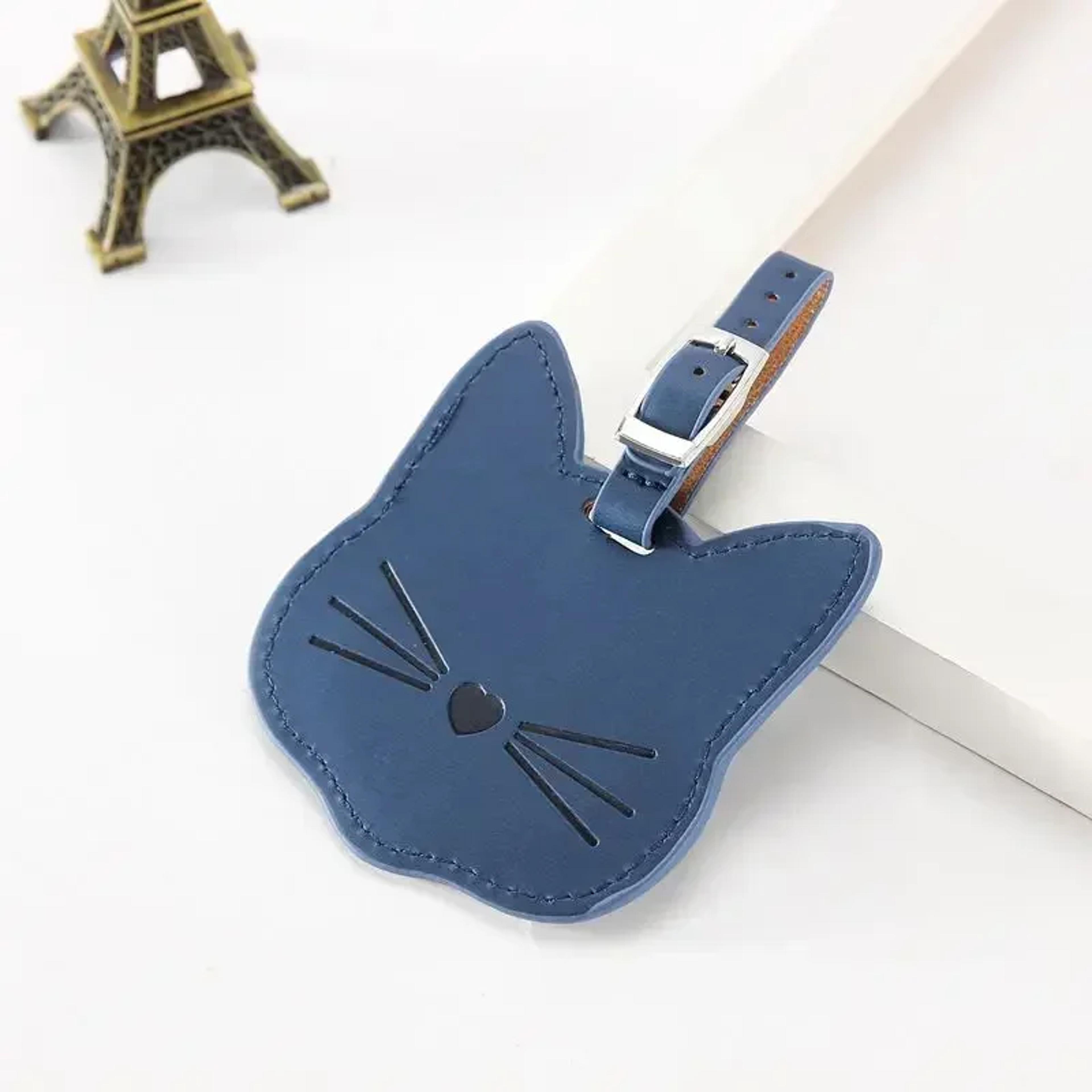 cute cat luggage tag pu leather suitcase id holder for travel bags