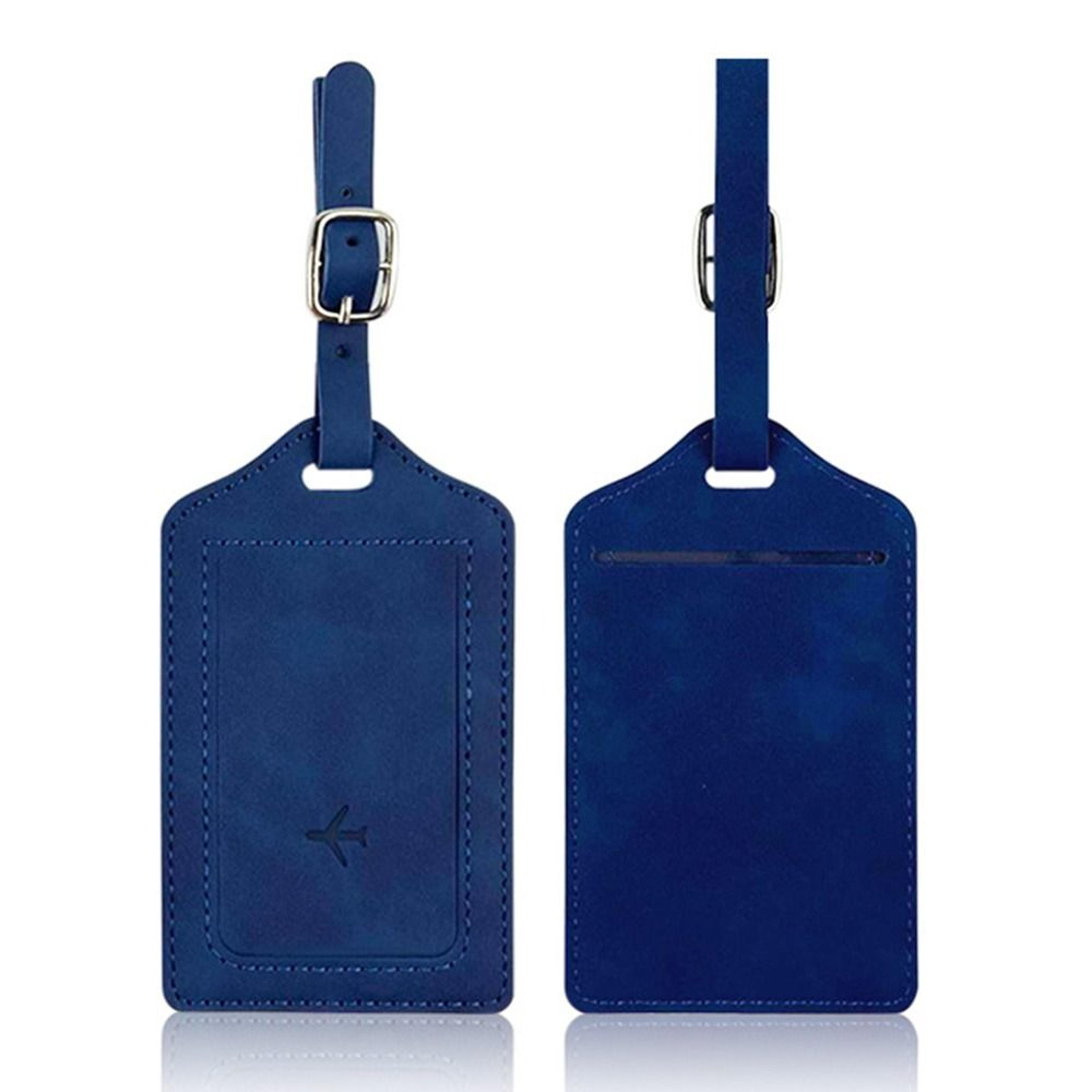 portable leather luggage tag suitcase id address holder