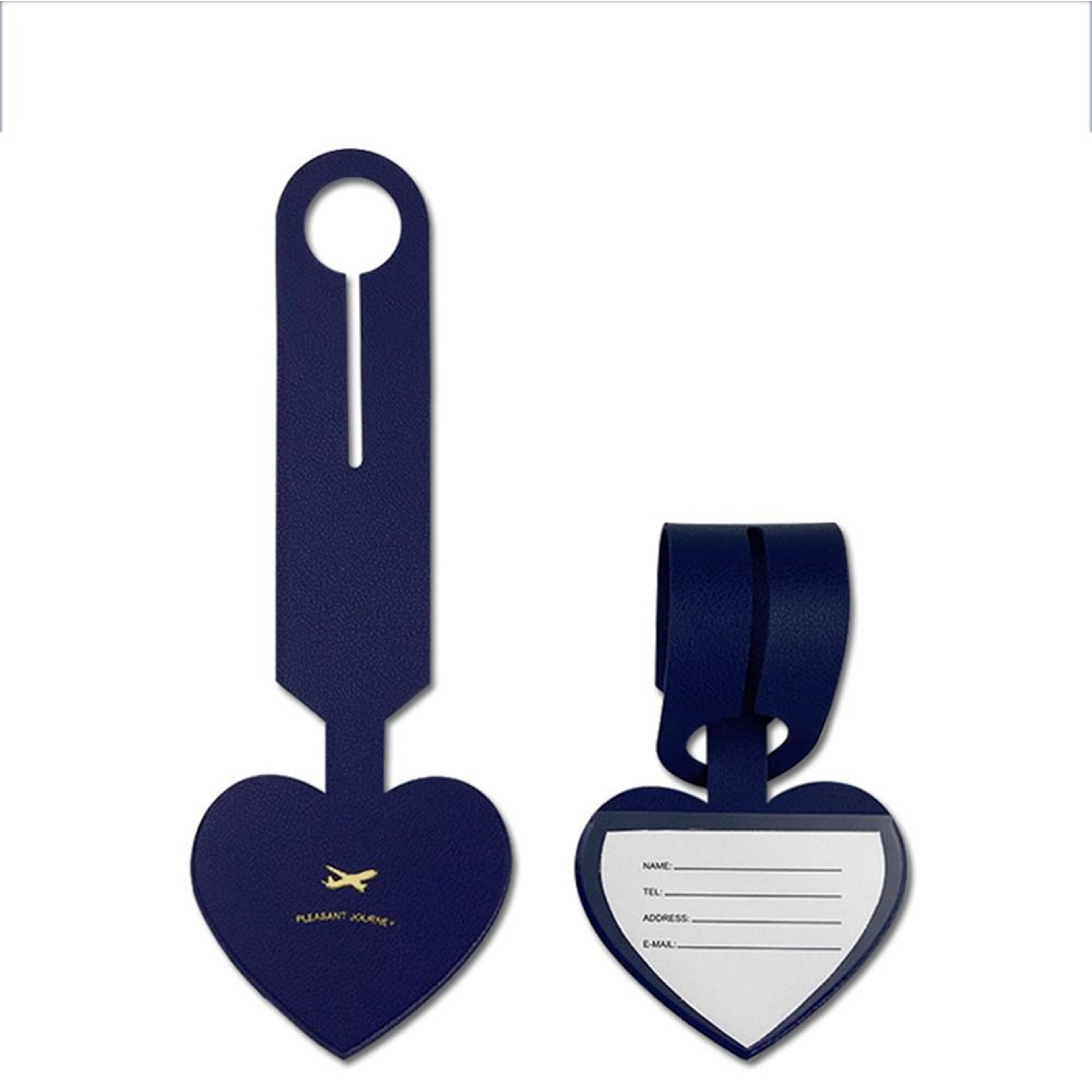 heart airplane pu luggage tag for suitcases and travel bags
