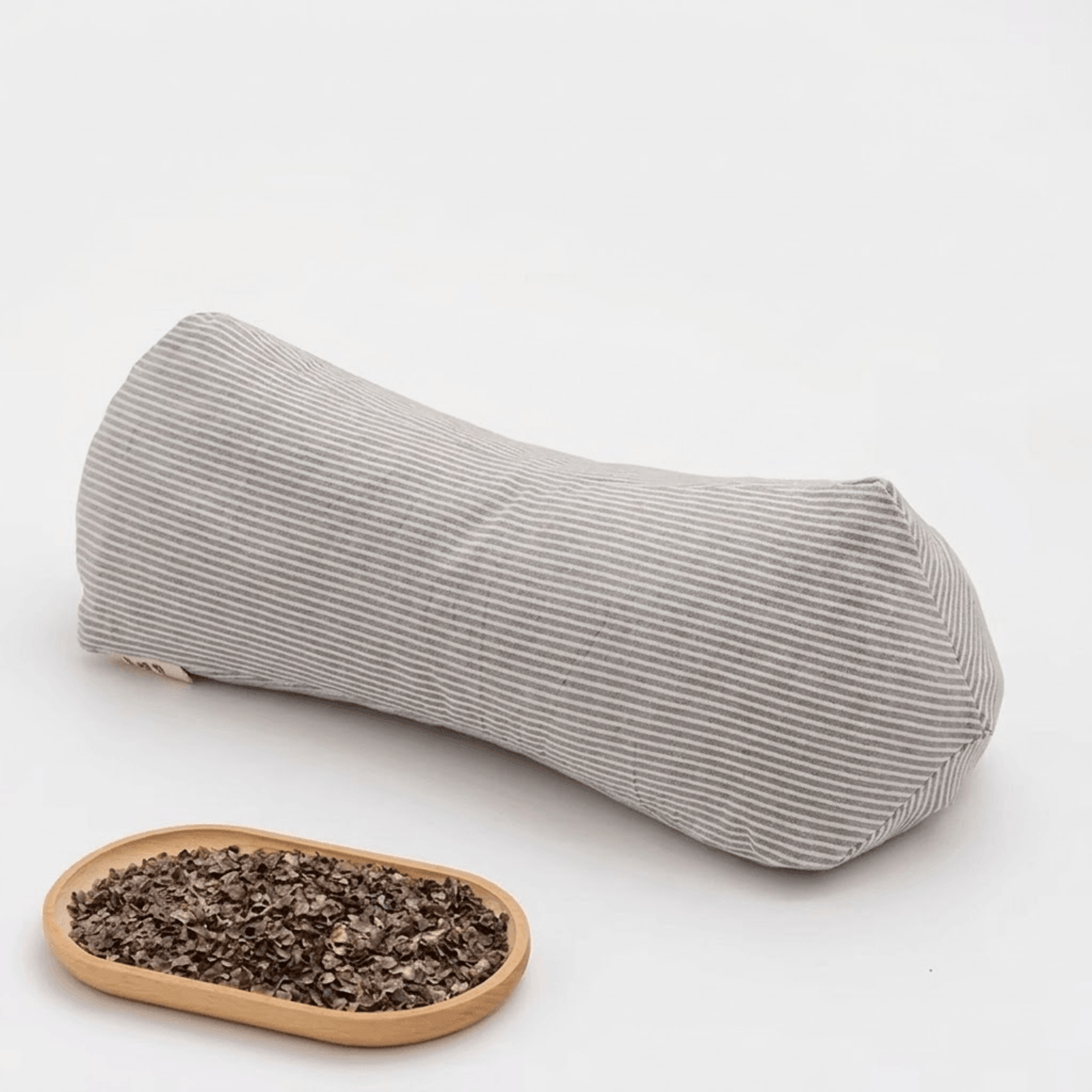 natural buckwheat pillow triangular cervical support pillow with pure cotton striped cover