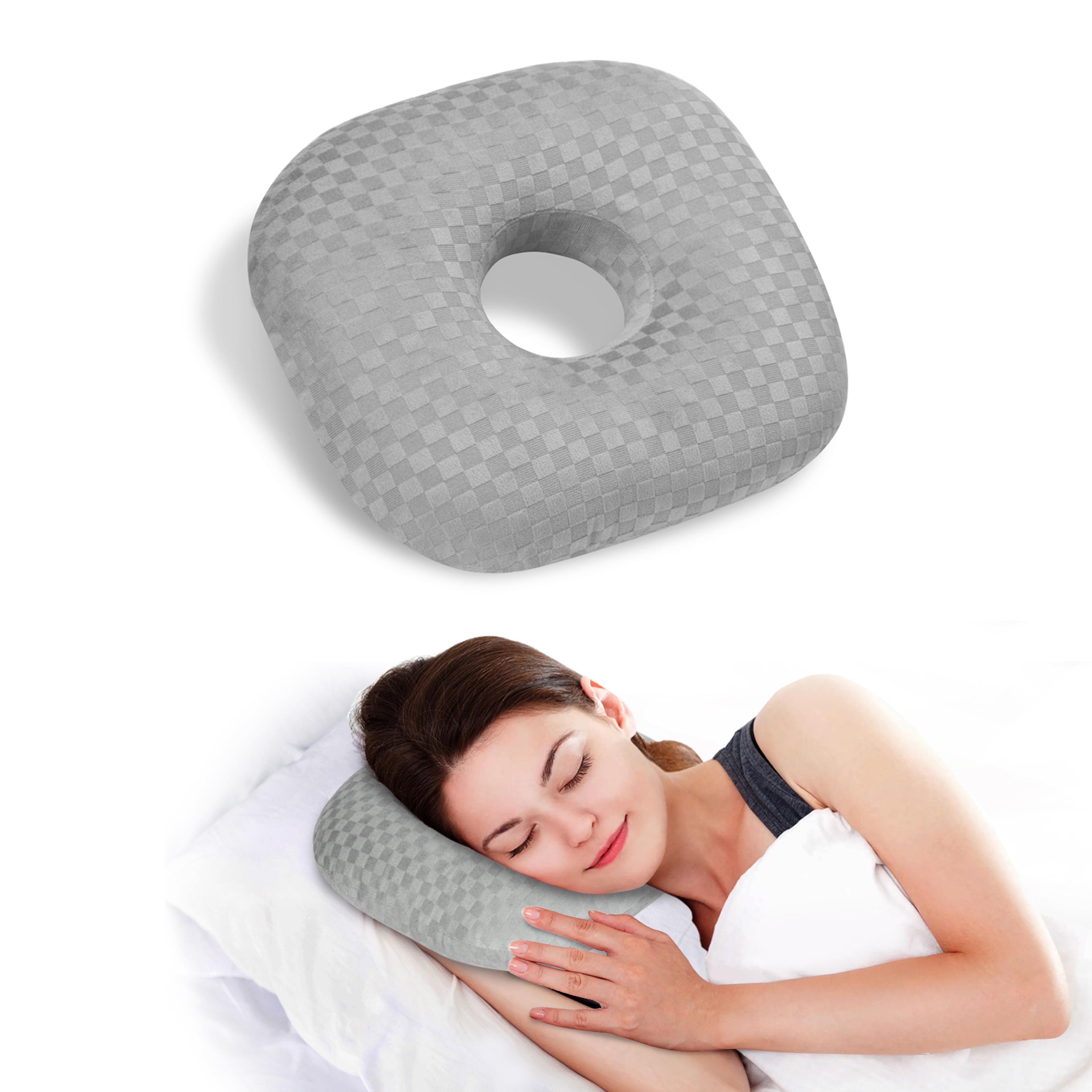 ear piercing pillow for side sleepers with ear hole for cnh and ear pain relief