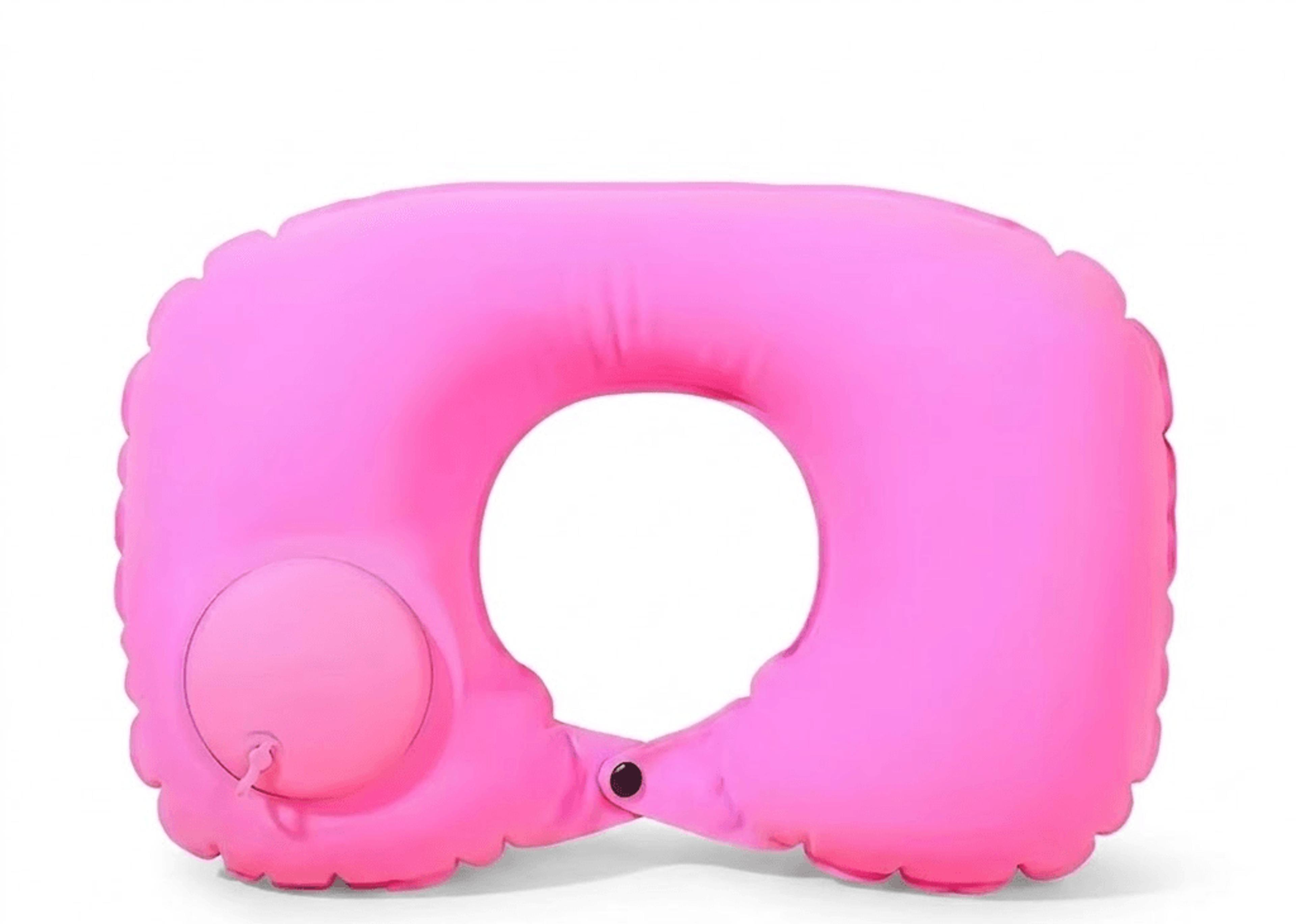 press to inflate inflatable travel pillow for neck support