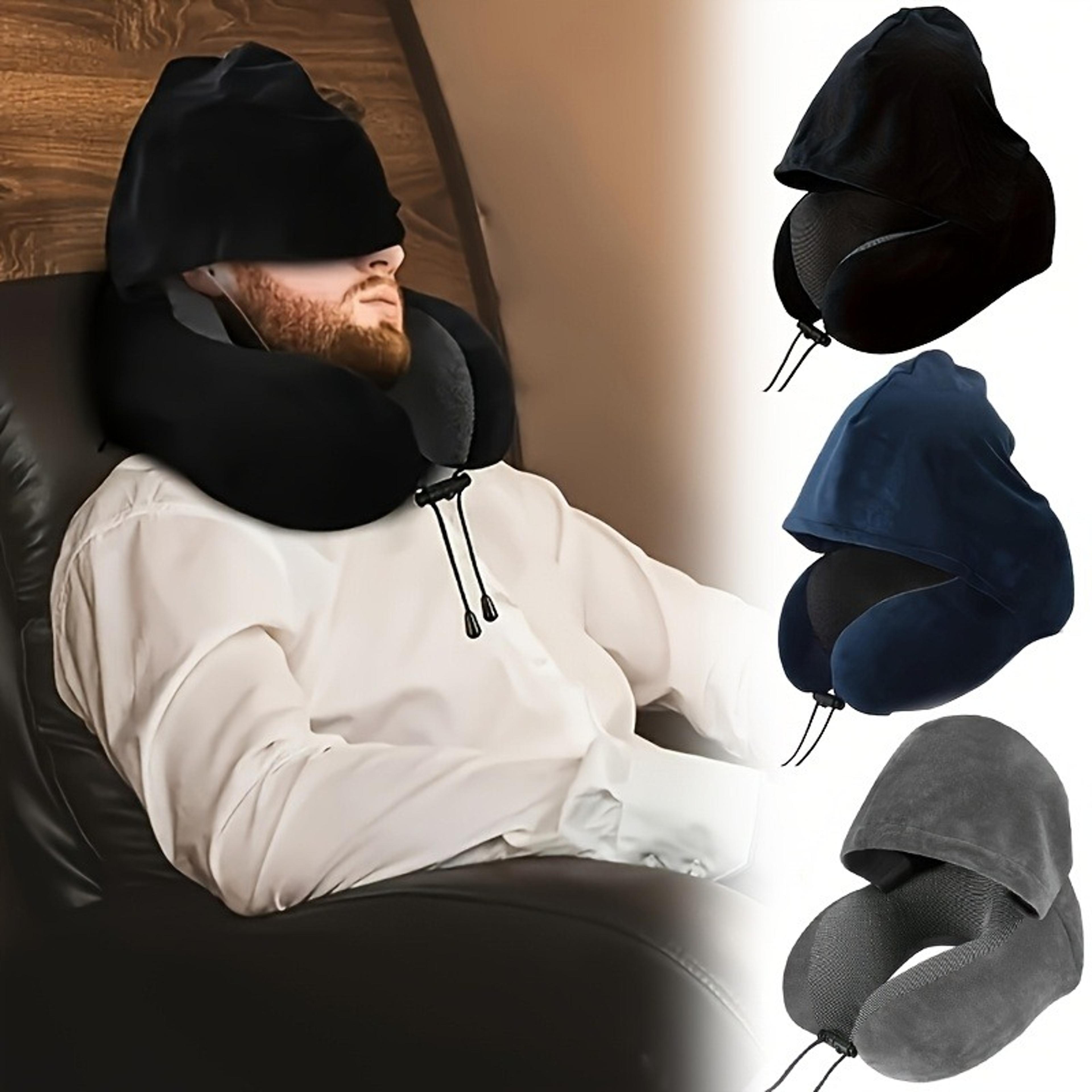 memory foam travel pillow with hooded u shape neck support