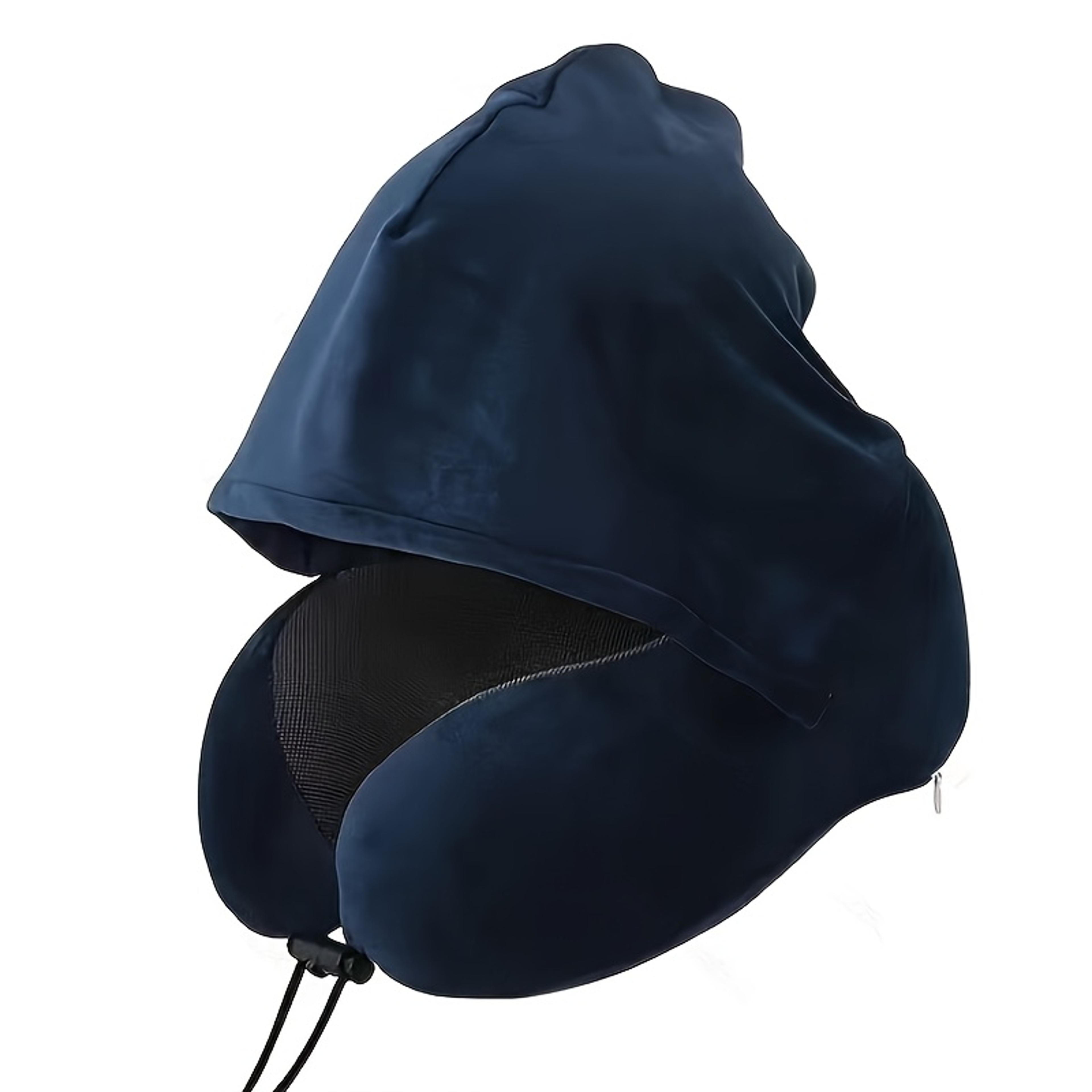 hooded memory foam travel pillow for car outdoor neck support