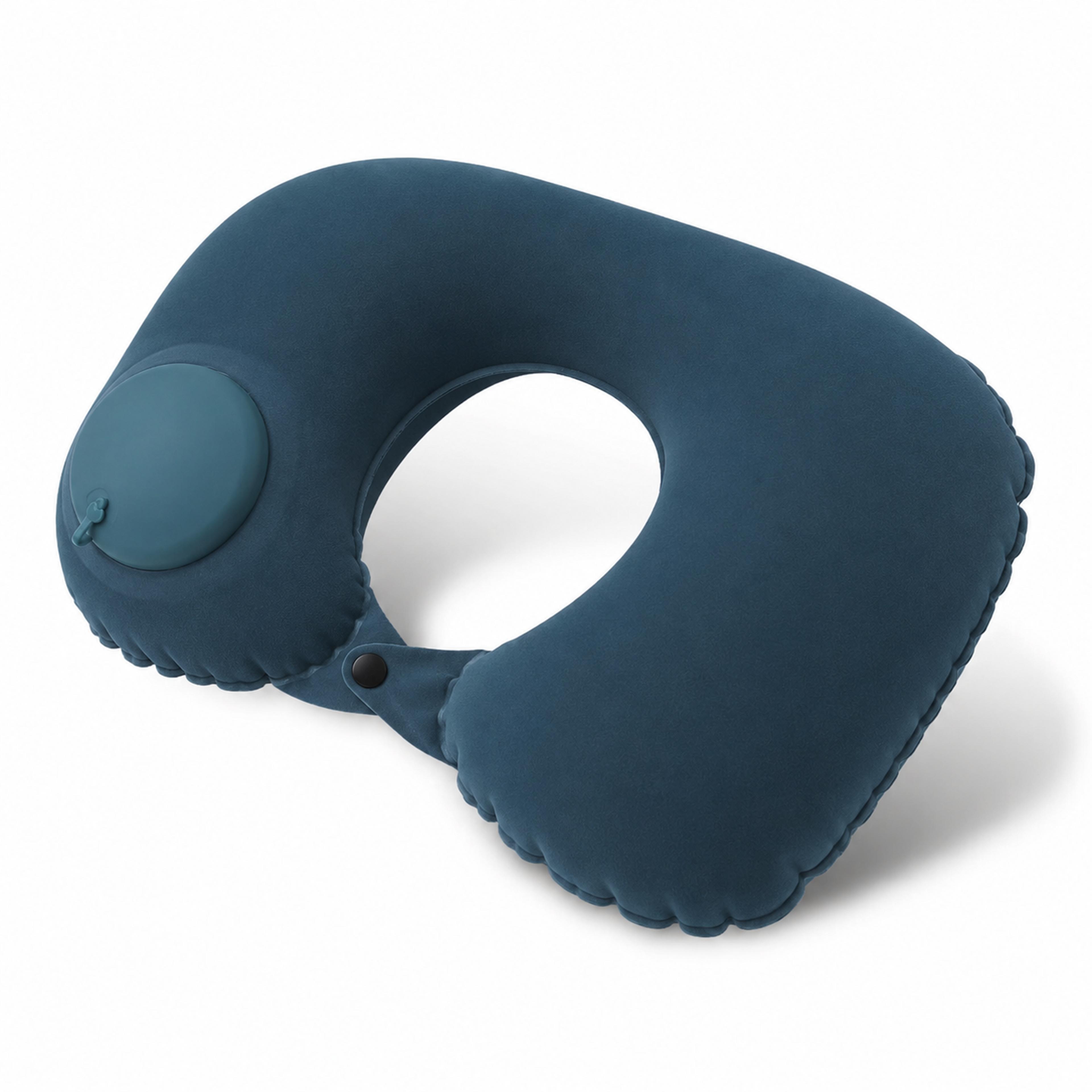 portable self inflating neck pillow for travel, soft u shaped airplane neck cushion