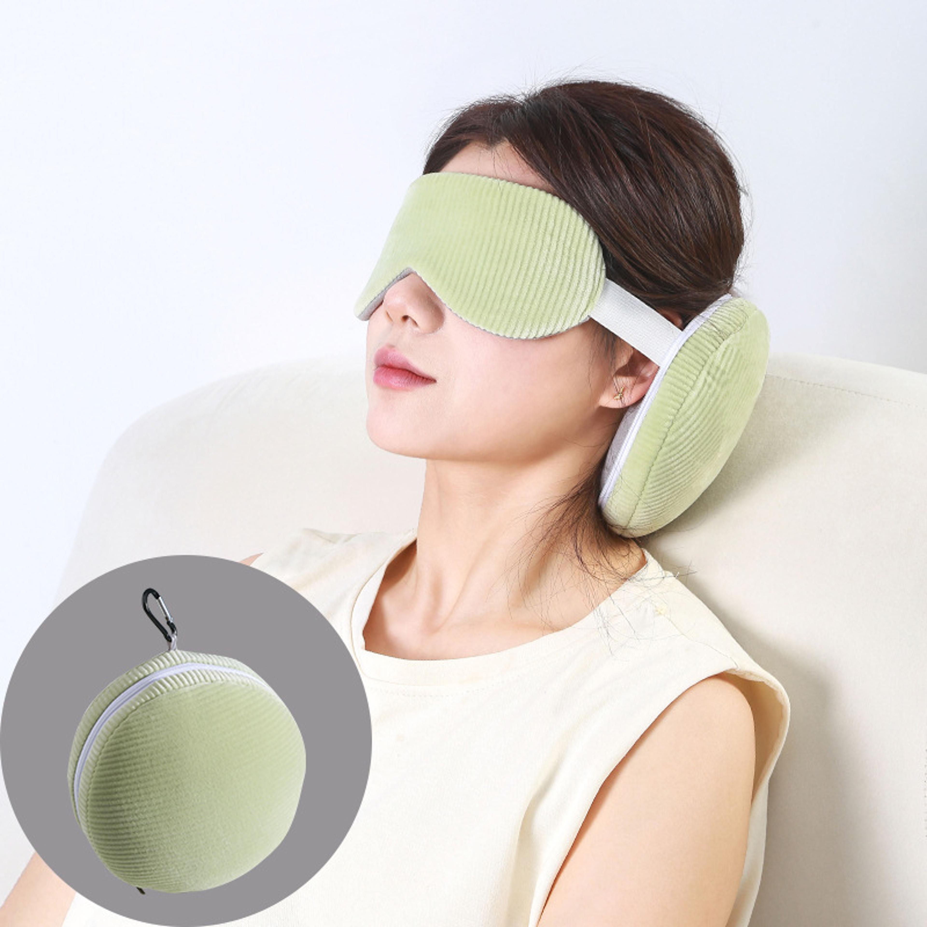 travel neck pillow with sleep eye mask and memory foam support