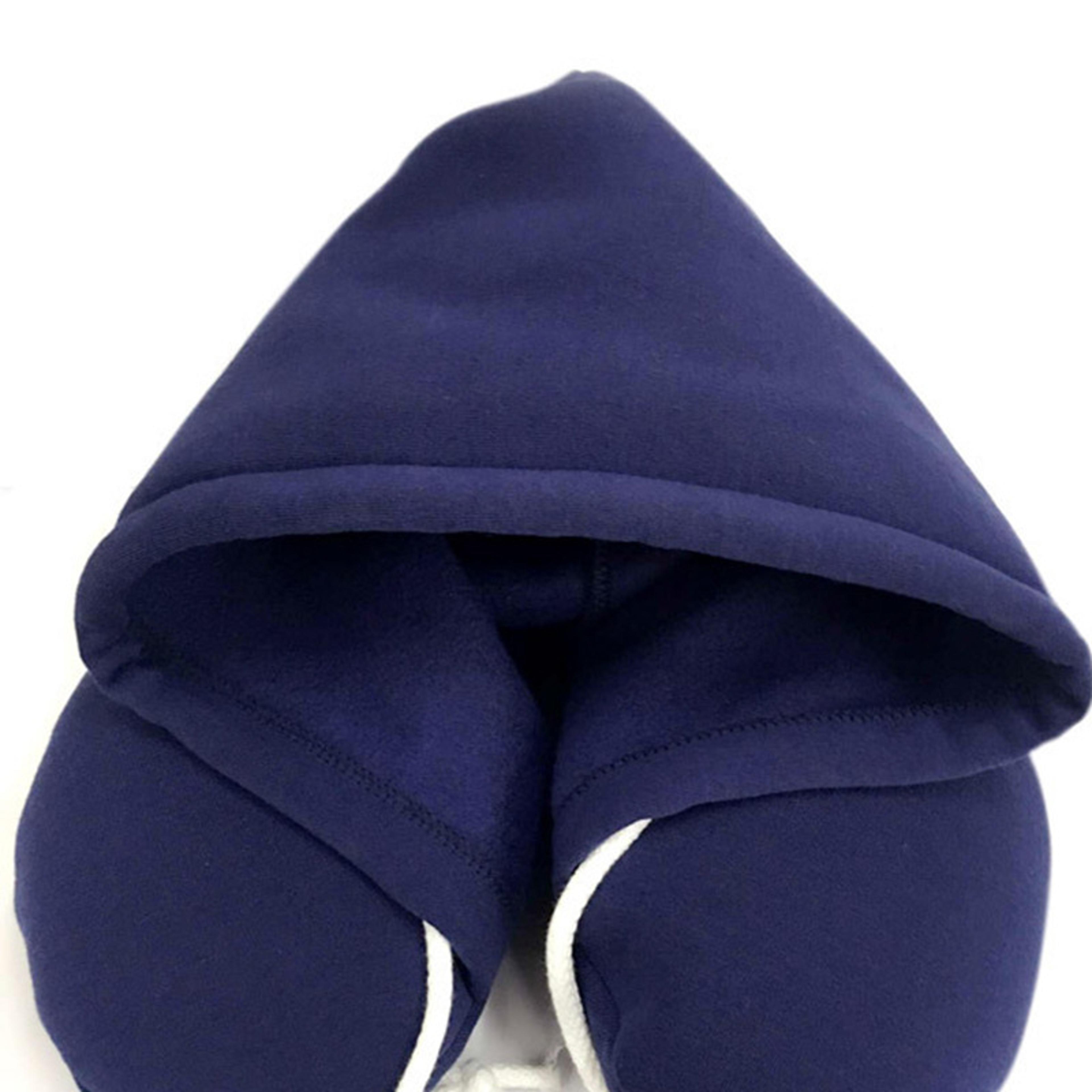 hooded u shaped travel neck pillow for airplane, car and office naps