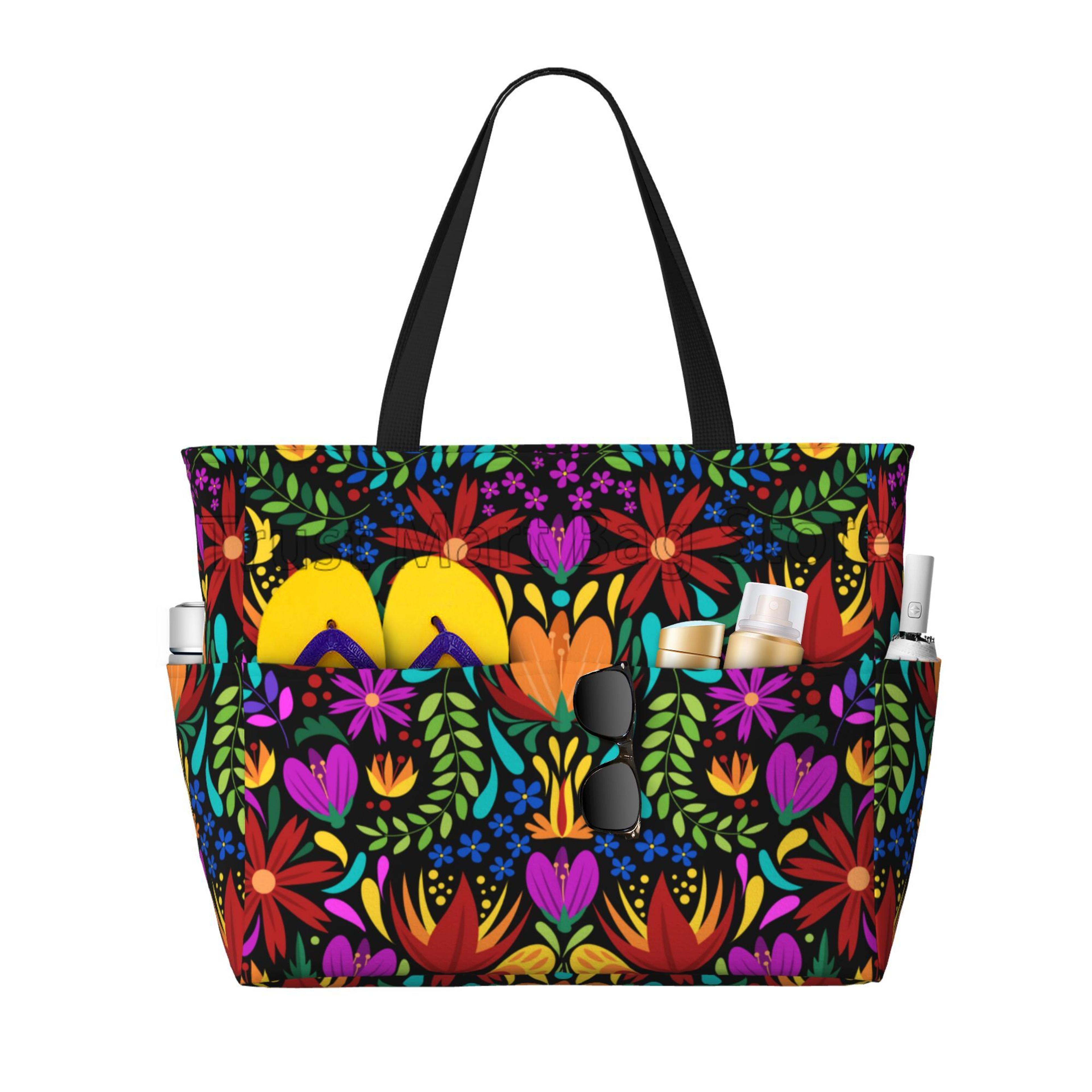 mexican floral waterproof beach tote extra large pool and weekender bag