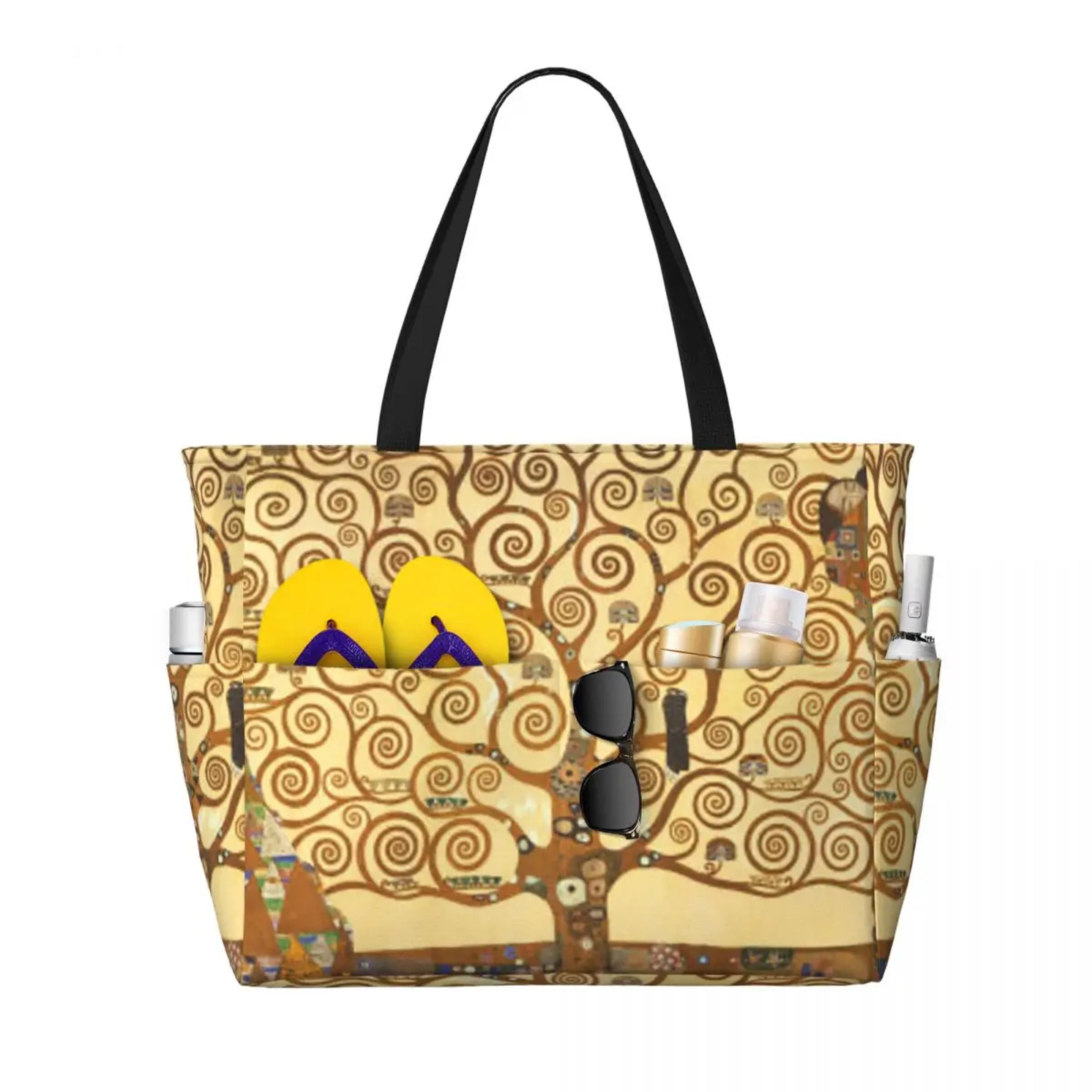 gustav klimt tree of life large travel tote bag for gym beach and yoga