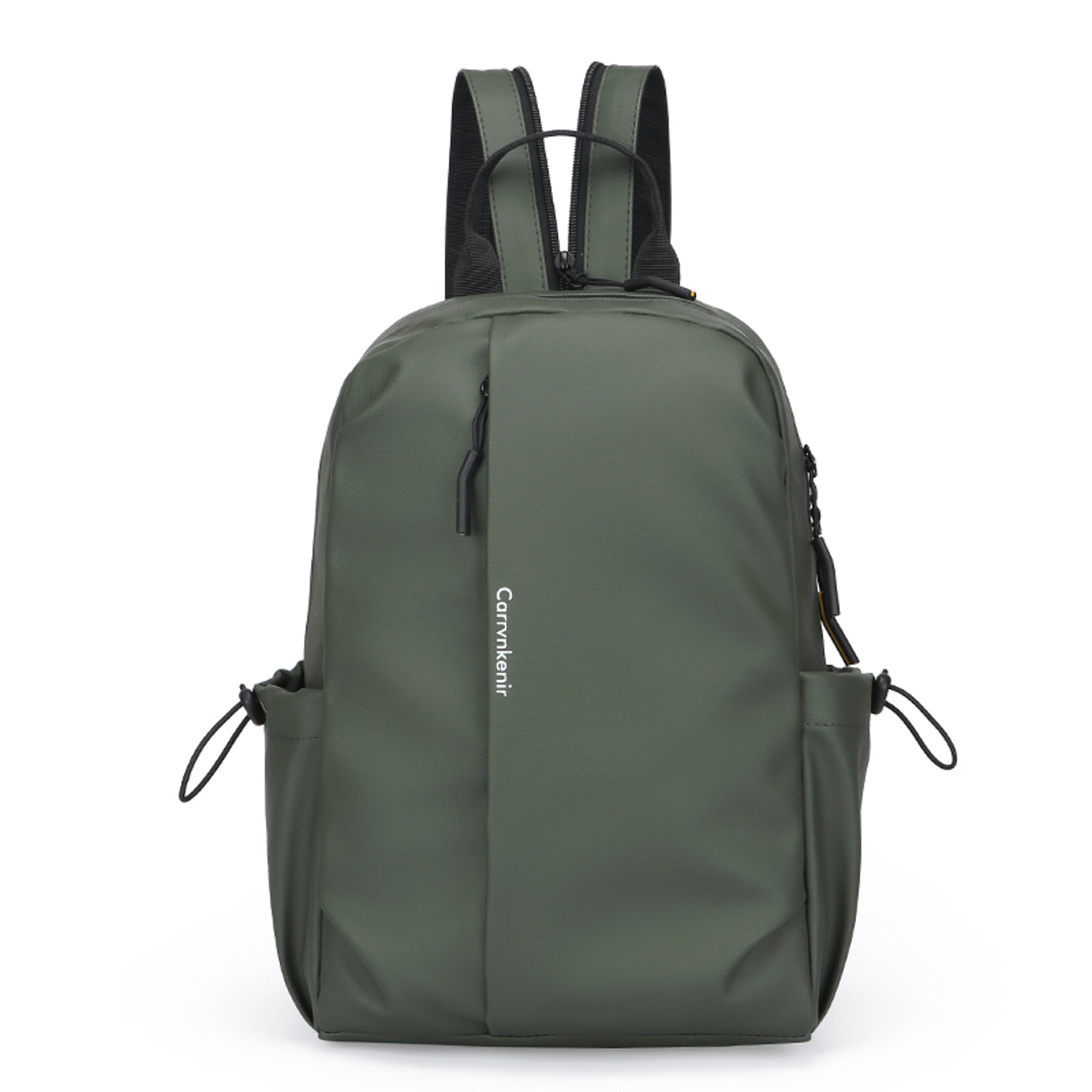 men pu leather casual daypack backpack with zippered straps