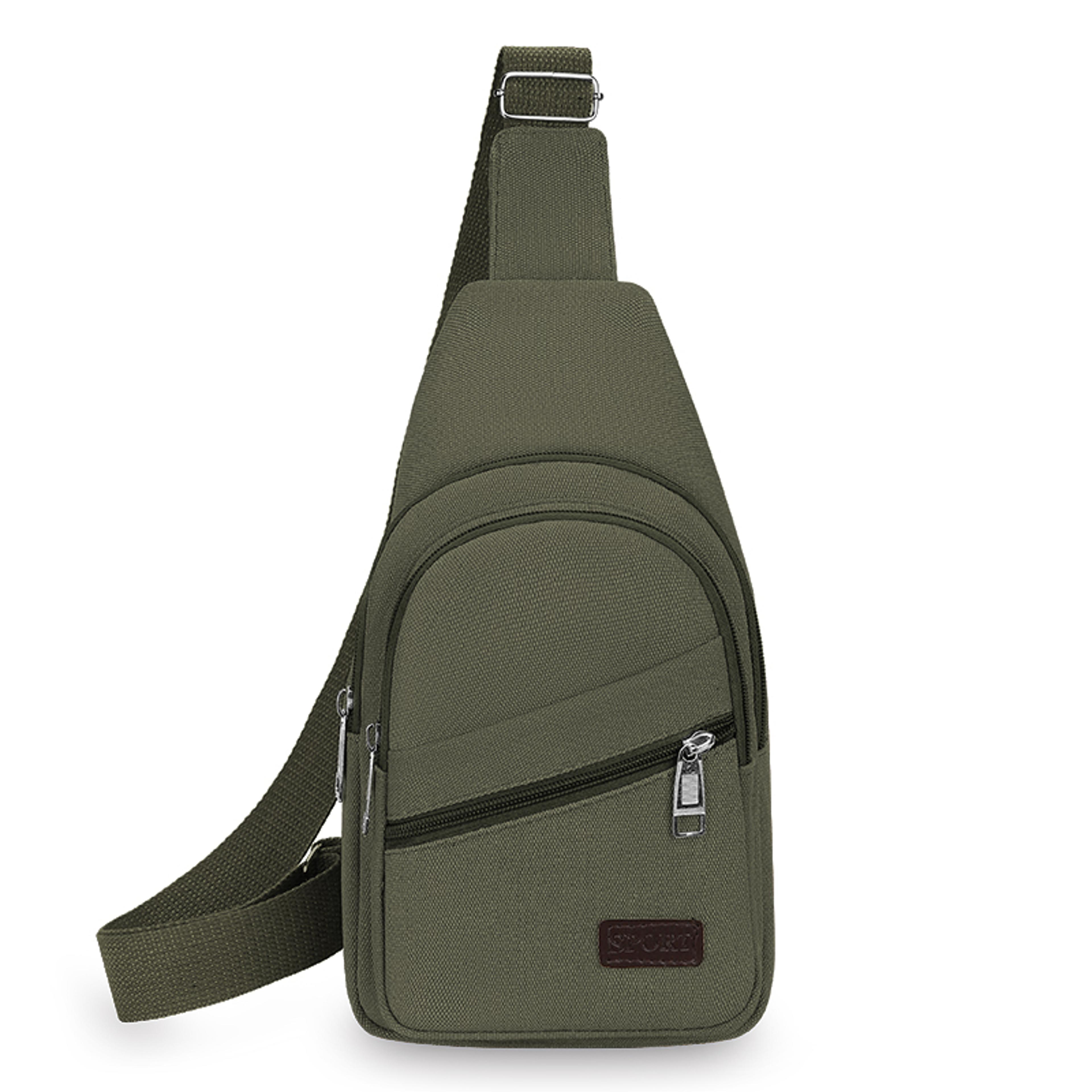retro men's chest bag waterproof canvas crossbody shoulder bag