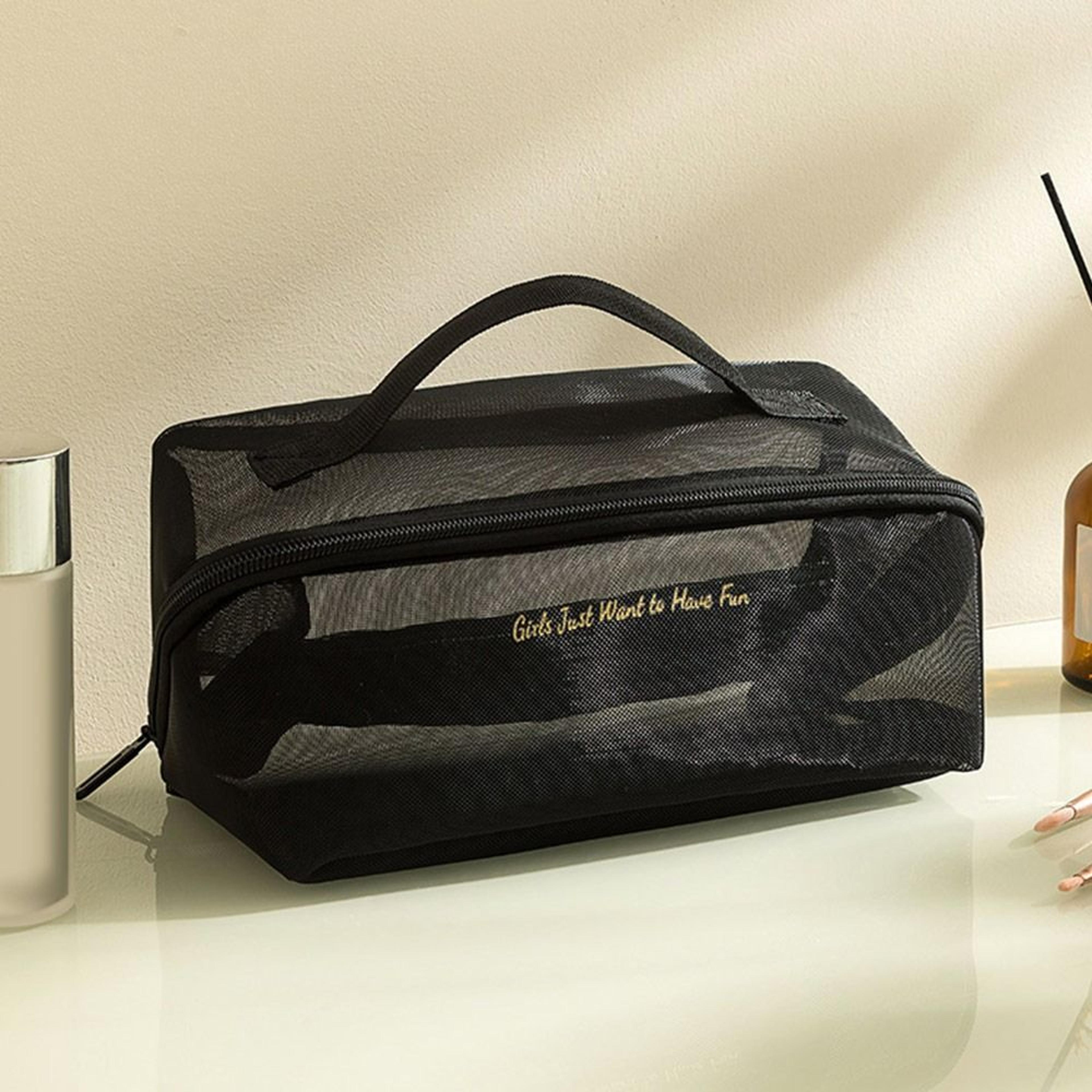 large capacity mesh makeup bag travel makeup organizer pouch