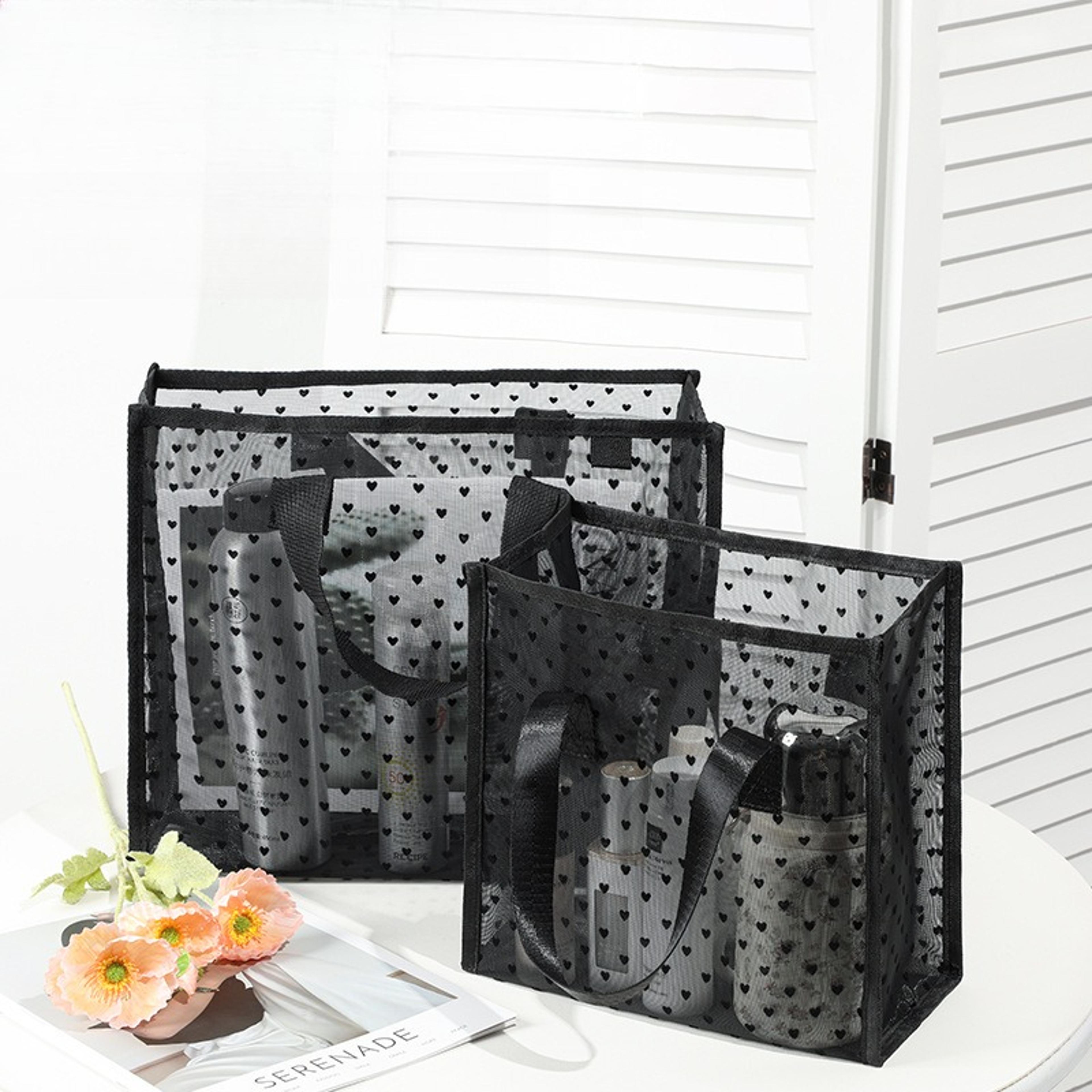 transparent mesh makeup bag for brushes toiletries and pencil storage