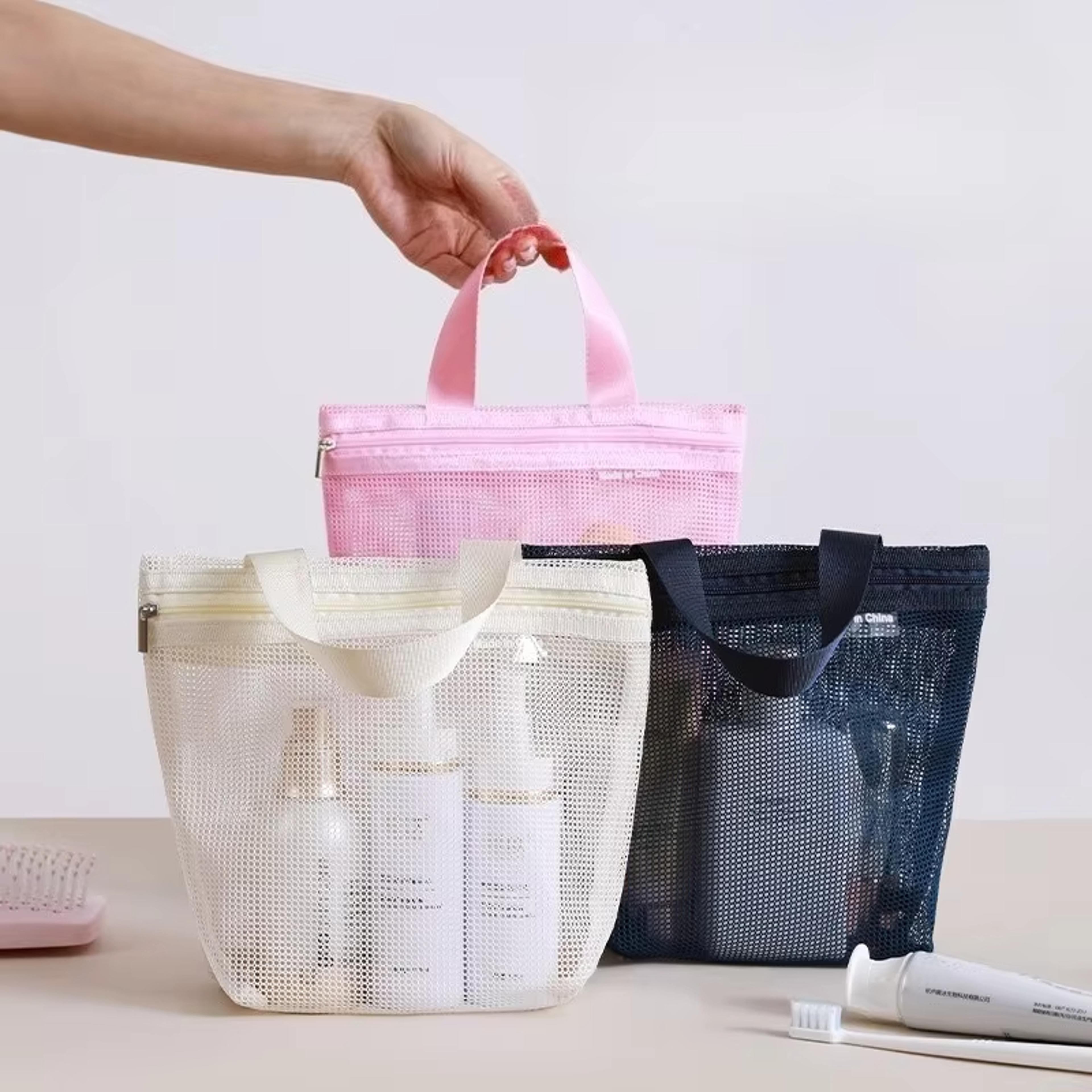 quick dry mesh shower caddy bag with zipper for travel, gym and dorm