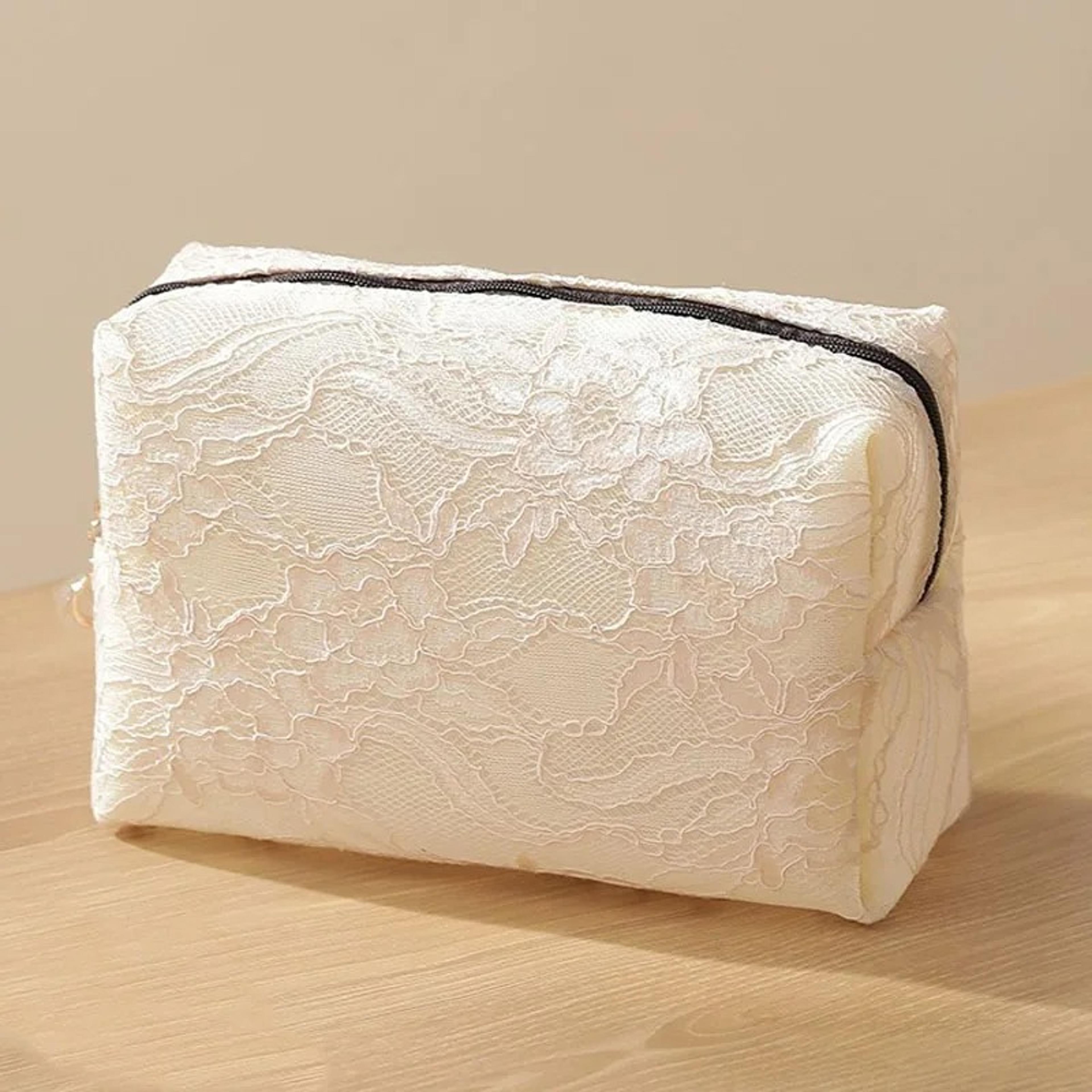 lace mesh makeup bag large capacity cosmetic organizer travel toiletry pouch