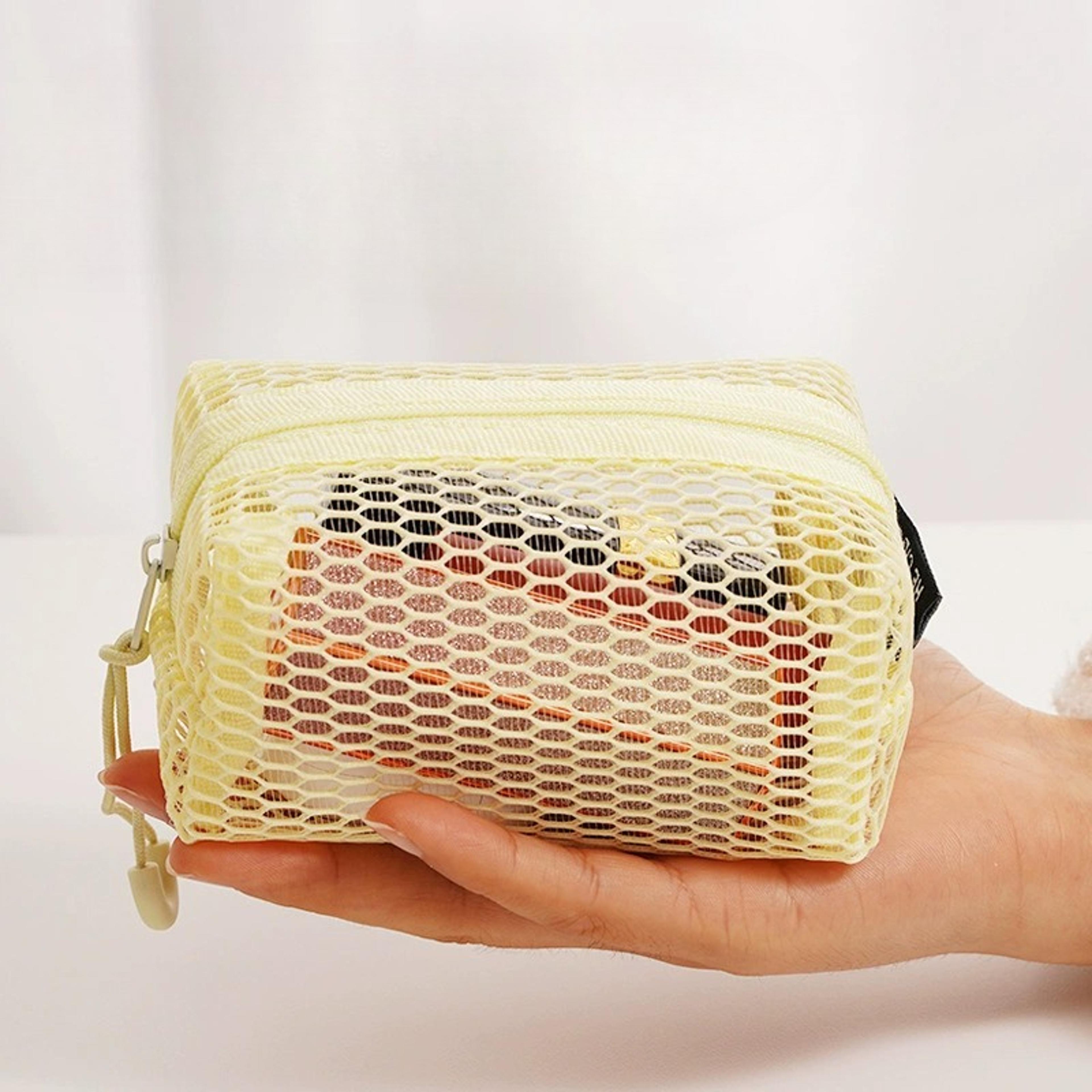 multicolor mesh makeup bag lightweight travel cosmetic pouch with zipper